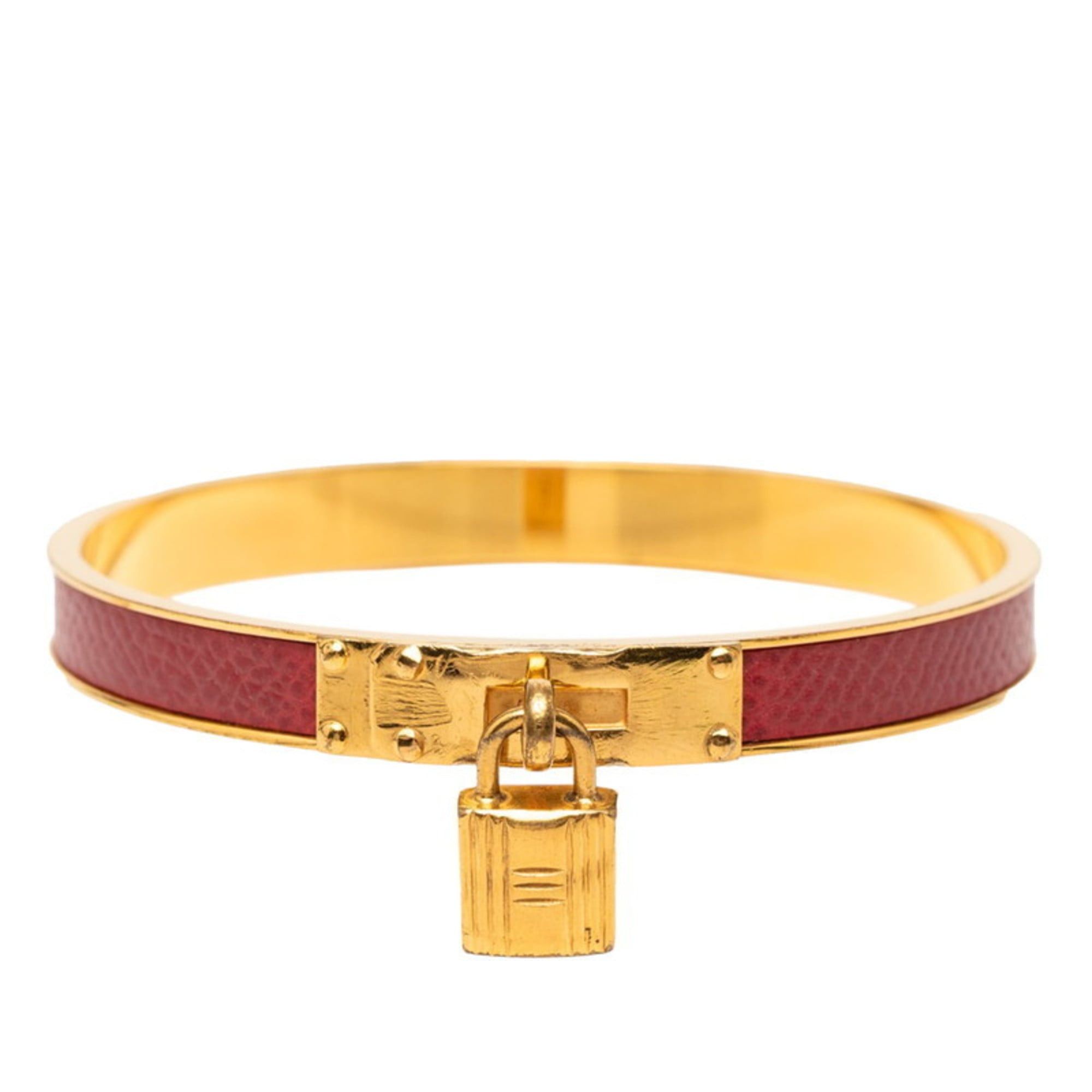 Hermes Hermes Kelly Bangle, GP Plated Leather, Gold, Blue 