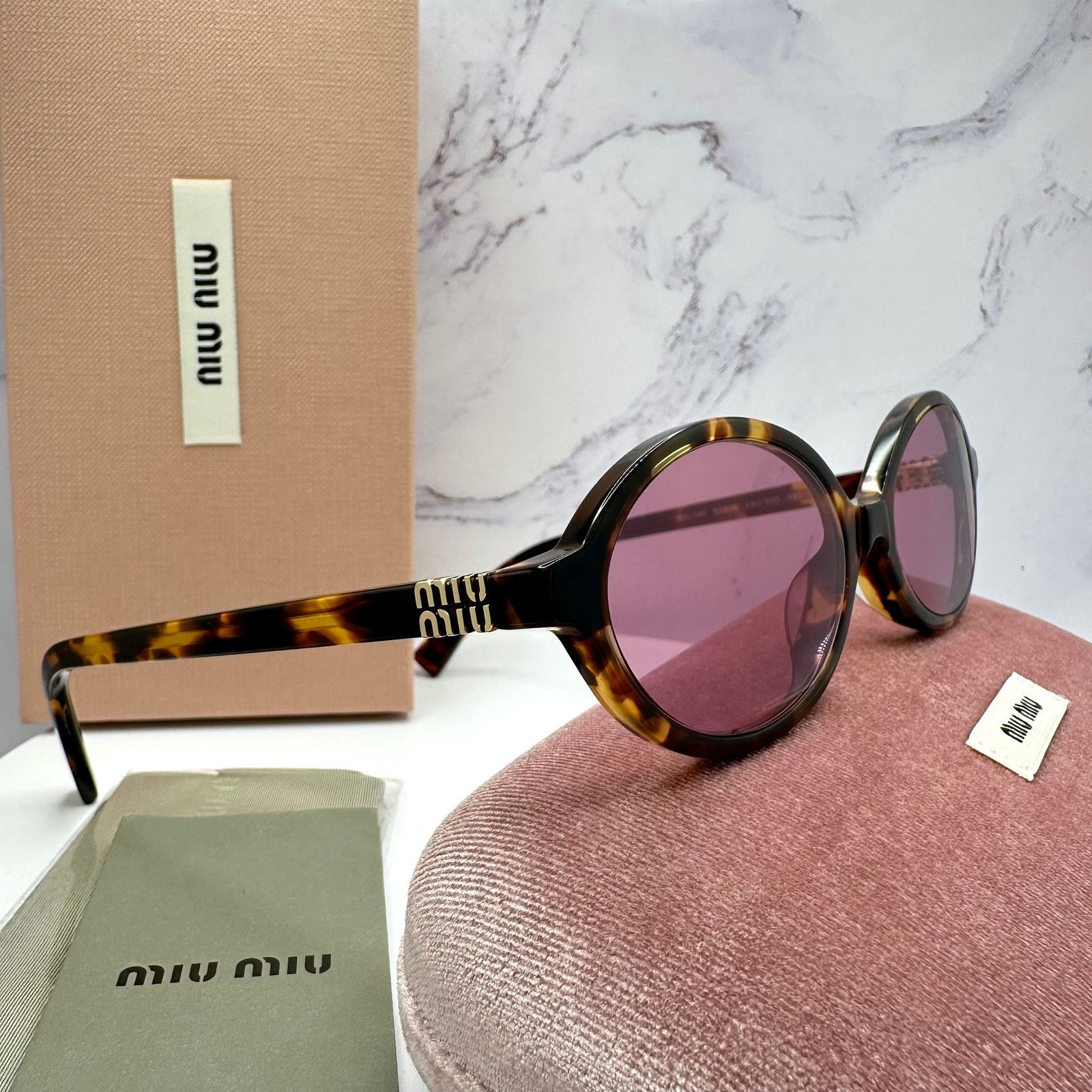 Miu Miu MIU MIU Sunglasses New Brown Gold Metal Logo Authentic Size ONE SIZE - 9 Thumbnail
