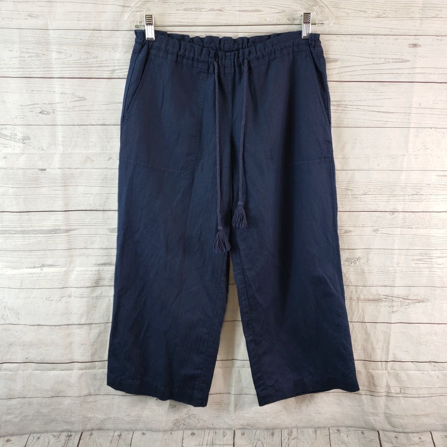 Ralph Lauren Lauren Ralph Lauren Womens Cropped Pants Sz Small Blue Linen Blend Pull On Solid Size 28" / US 6 / IT 42 - 2 Thumbnail