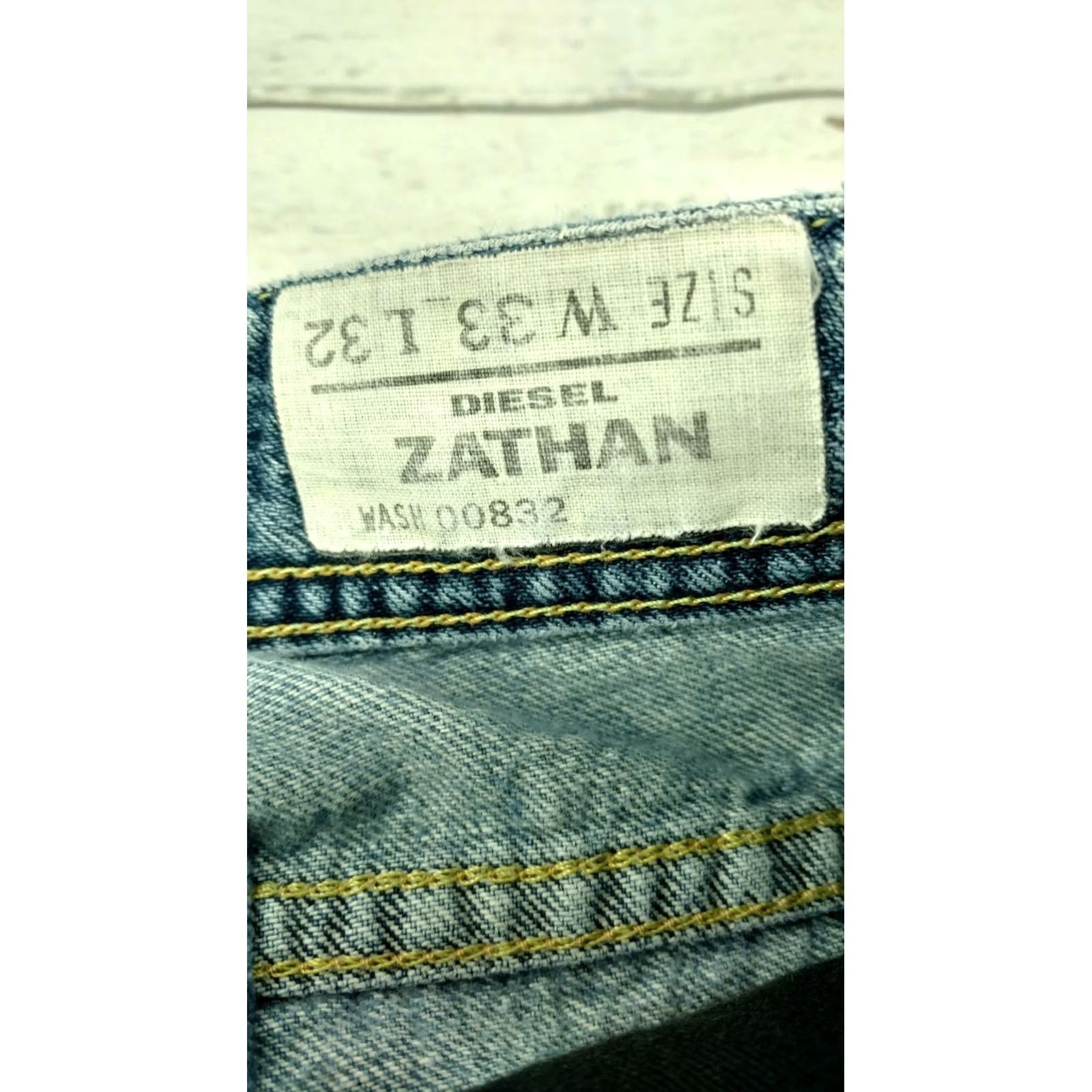 Diesel VINTAGE Diesel Zathan Distressed Button Fly Bootcut Jeans Men 35 33 Blue Cotton Denim 9.5" Leg Opening Mens Size US 35 - 6 Thumbnail