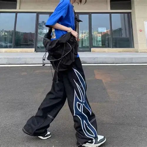 Streetwear Graphic Print Black Baggy Jeans For Men Pants