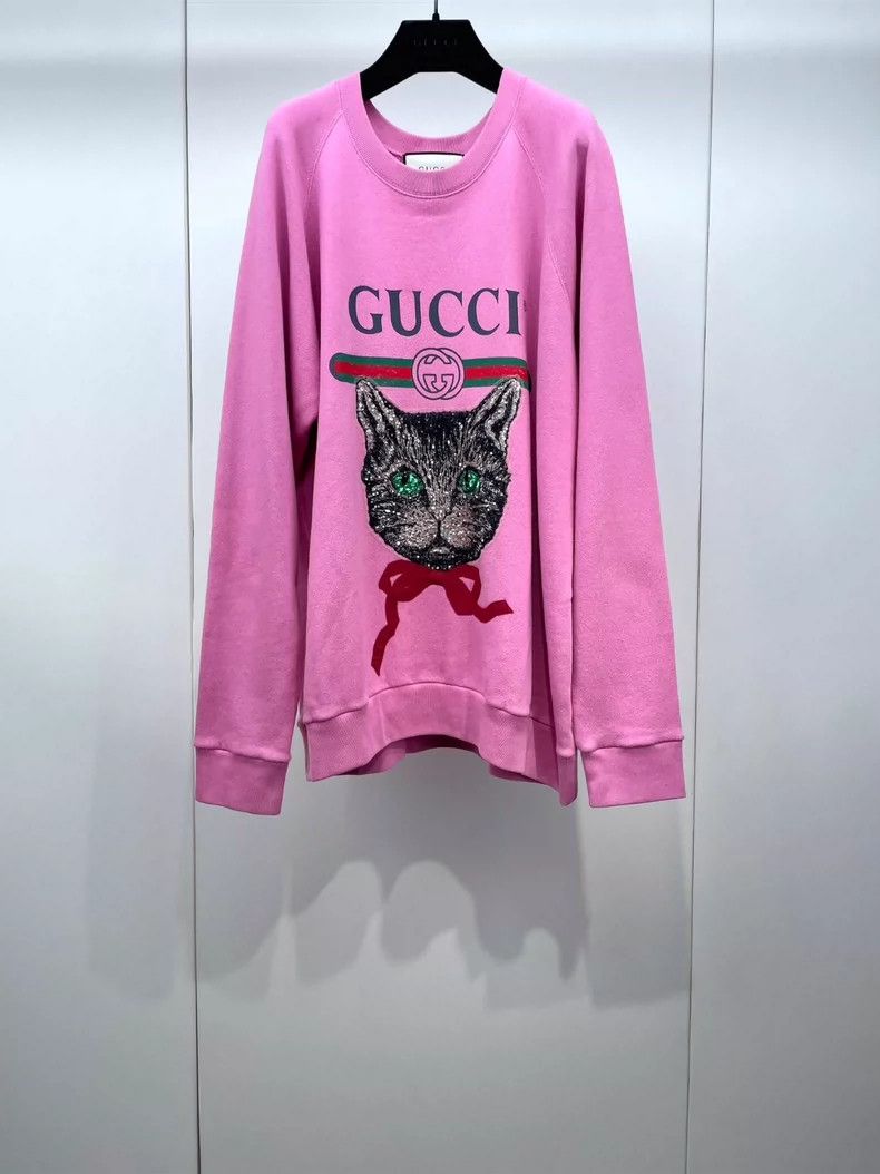 Gucci Gucci Sequin cat head pink pullover sweatshirt 2505-Nextarr Size M / US 6-8 / IT 42-44 - 1 Thumbnail