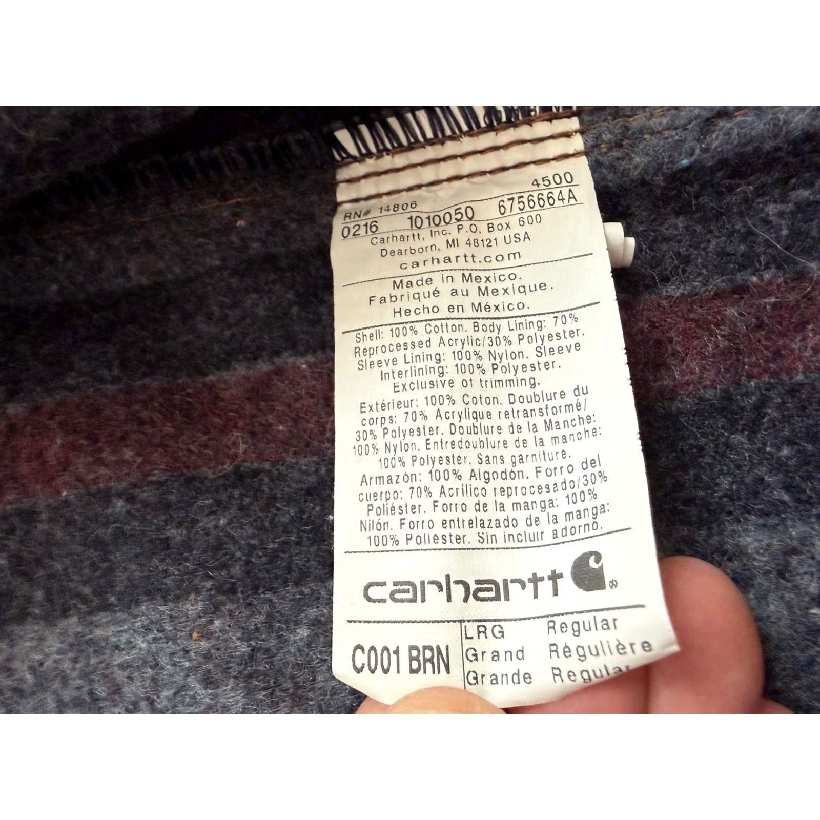 Carhartt Carhartt C001 BRN Blanket Lined Coat Jacket Mens Size L Brown Cotton Embroidered Button Winter Work Lined 30” Length 26” Pit to Pit Regular Mens Size US L / EU 52-54 / 3 - 6 Thumbnail