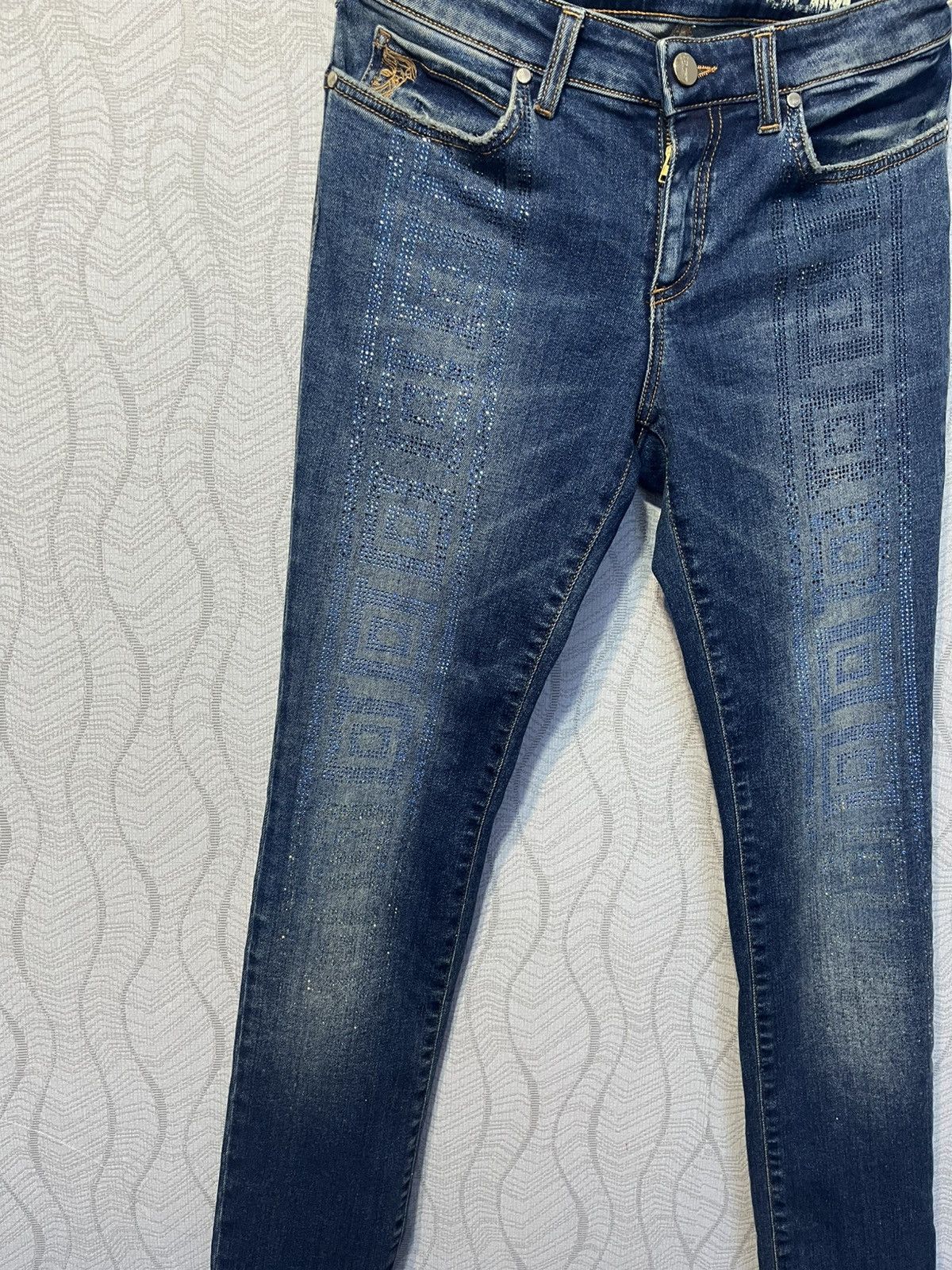 Versace Gianni Versace Blue Slim Jeans Strass Lamp Shade Size 26" / US 2 / IT 38 - 3 Thumbnail
