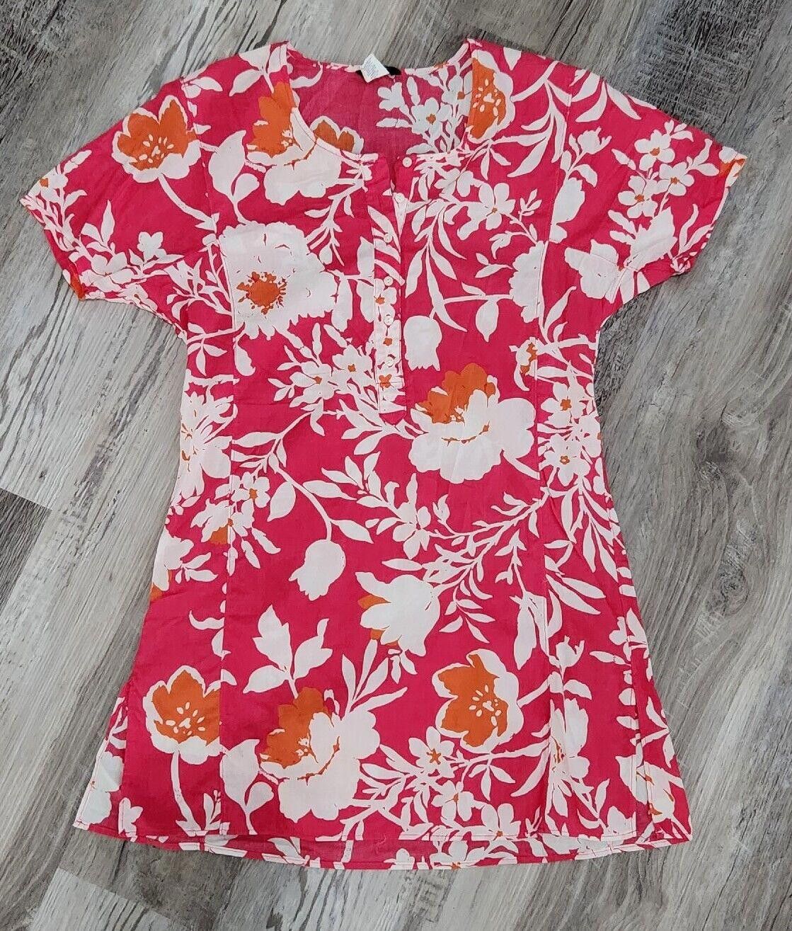 J.Crew J Crew Swimsuit Coverup Small Floral Pink White Short Sleeve Size ONE SIZE - 1 Thumbnail