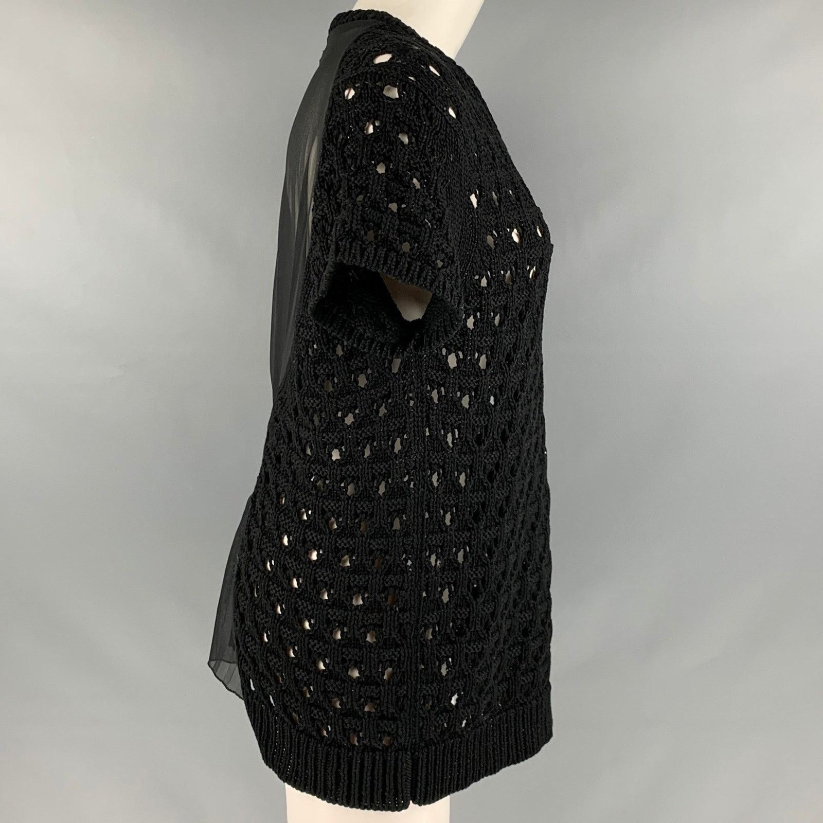 Kolor KOLOR Size L Black Cotton Mixed Fabrics V-Neck Casual Top Size L / US 10 / IT 46 - 3 Thumbnail