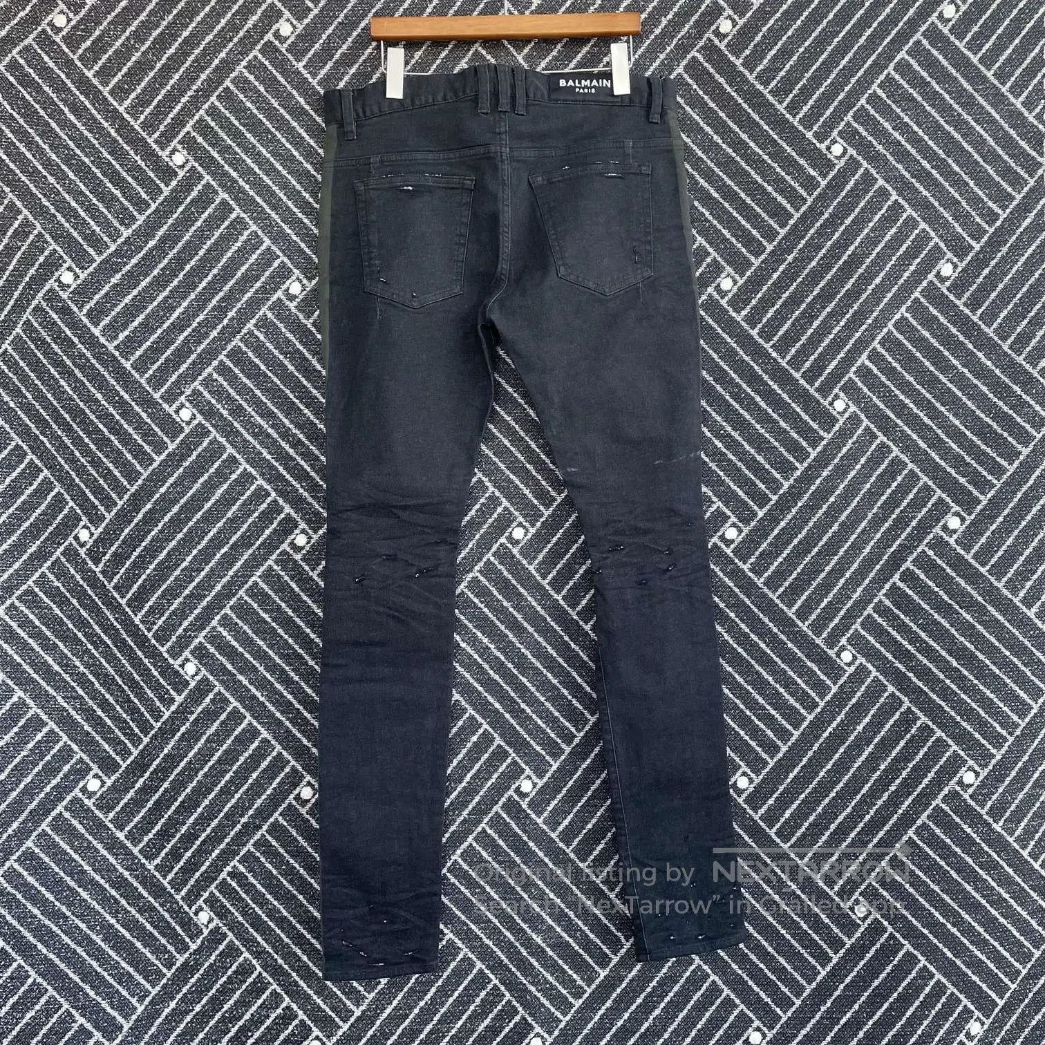 Balenciaga Distressed Black Denim Pants with Side Stripes. Size US 32 / EU 48 - 2 Thumbnail