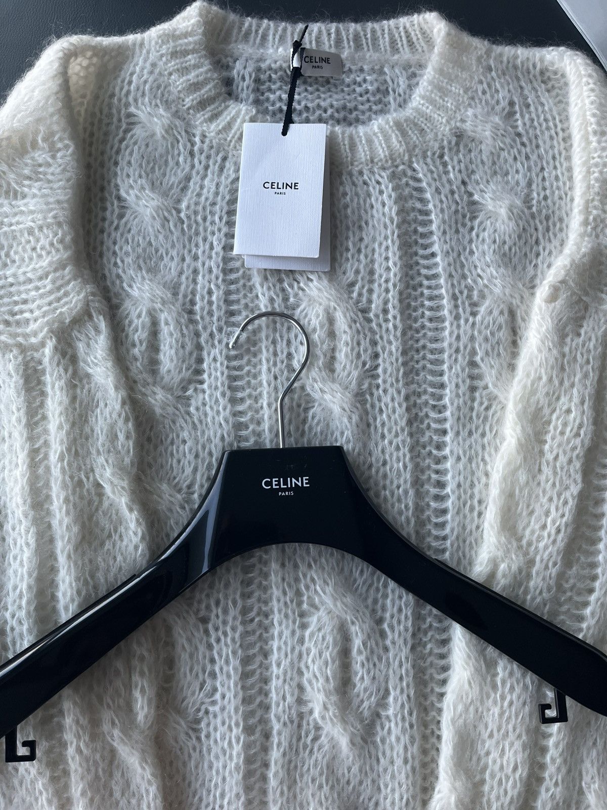 Celine × Hedi Slimane Brand New Super Runway Celine by Hedi Boxy Aran Sweater Size US XXL / EU 58 / 5 - 14 Thumbnail