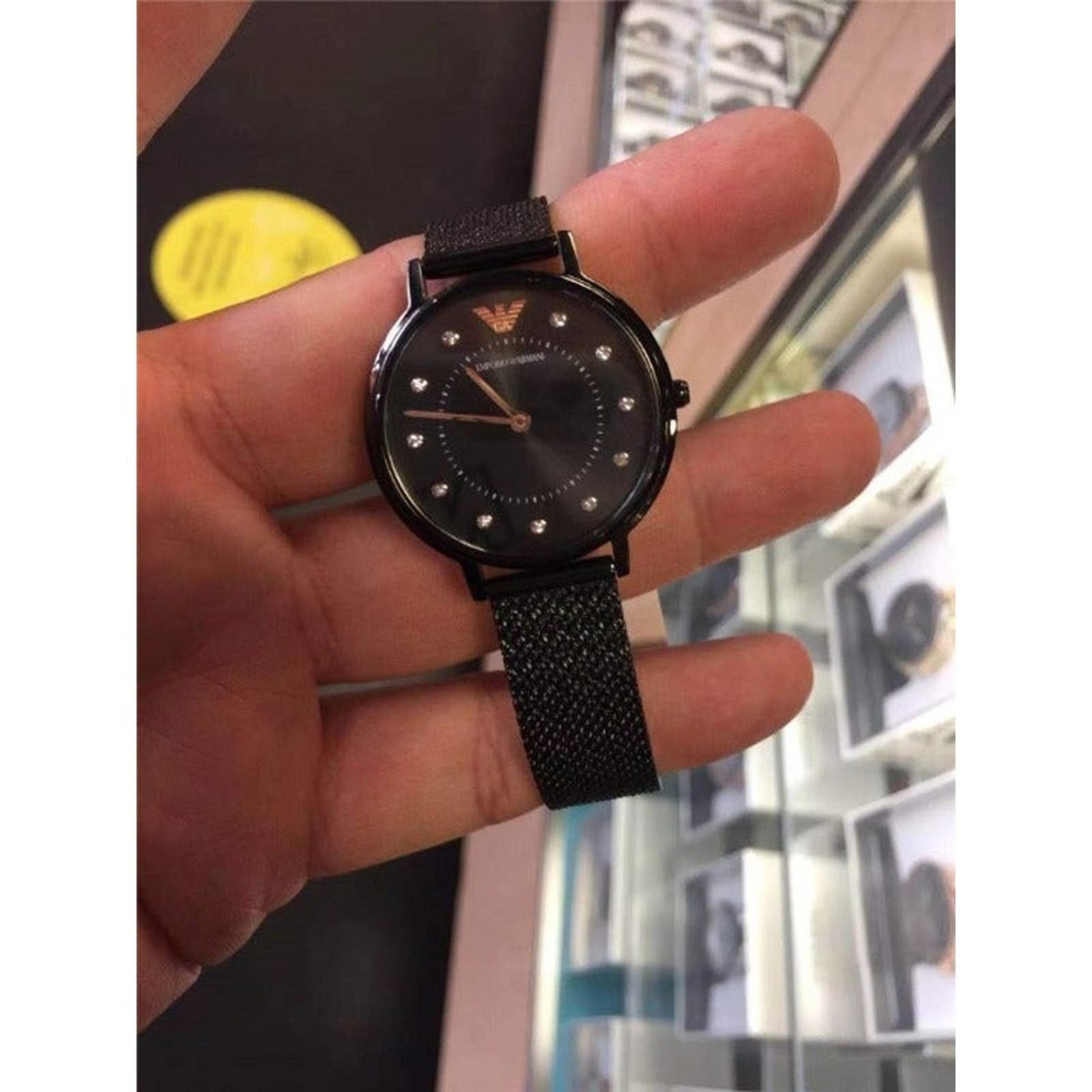 Emporio Armani EMPORIO ARMANI AR11252 BLACK METAL MESH WOMENS WATCH Size ONE SIZE - 5 Thumbnail