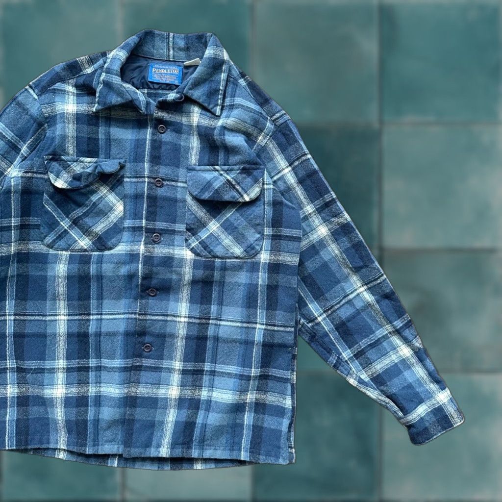 Pendleton VINTAGE Pendleton Board Shirt Mens M Blue Virgin Wool Flannel Button-Up Plaid All Seasons Outdoor Retro Size US M / EU 48-50 / 2 - 1 Thumbnail