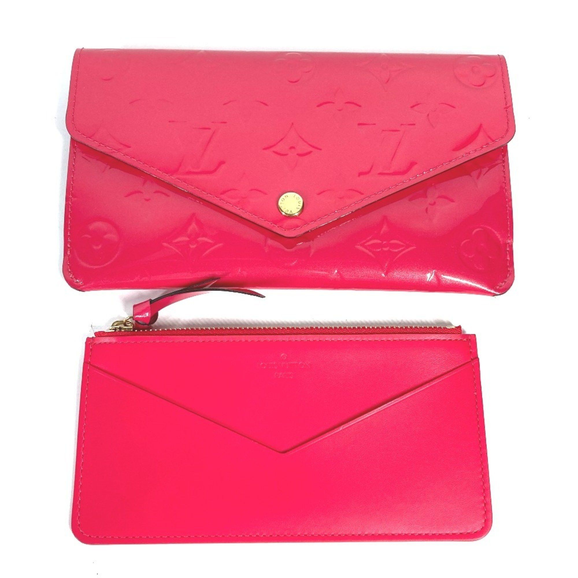 LOUIS VUITTON M61689 Monogram Vernis Portefeuille Jeanne Flap Long Wallet with Coin and Card Case Women's Hot Pink