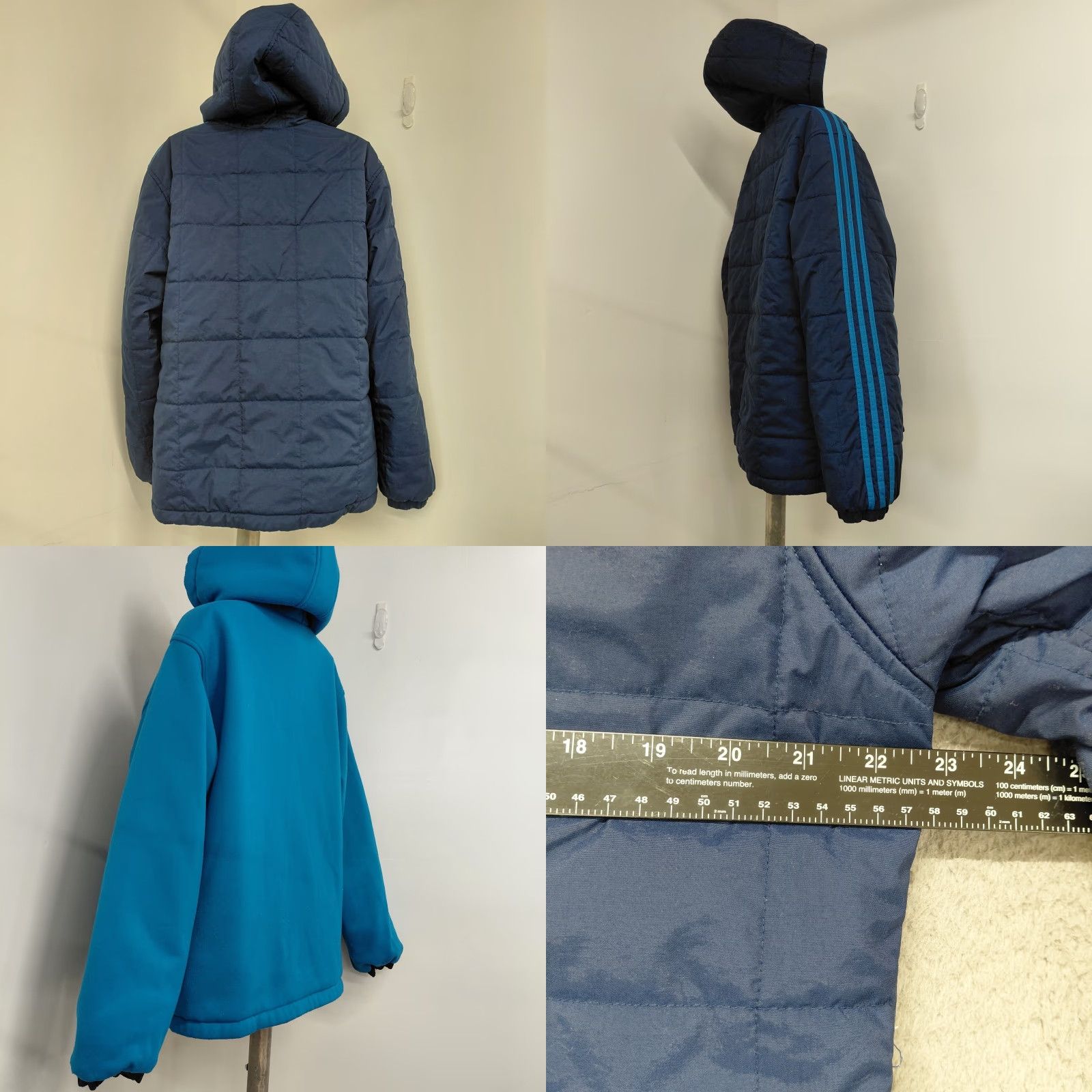 Adidas Adidas Reversible Jacket Womens L Large Blue Hooded Striped Lining Turquoise Stripe Track Jacket Short Sleeve? Wait. Size L / US 10 / IT 46 - 8 Thumbnail