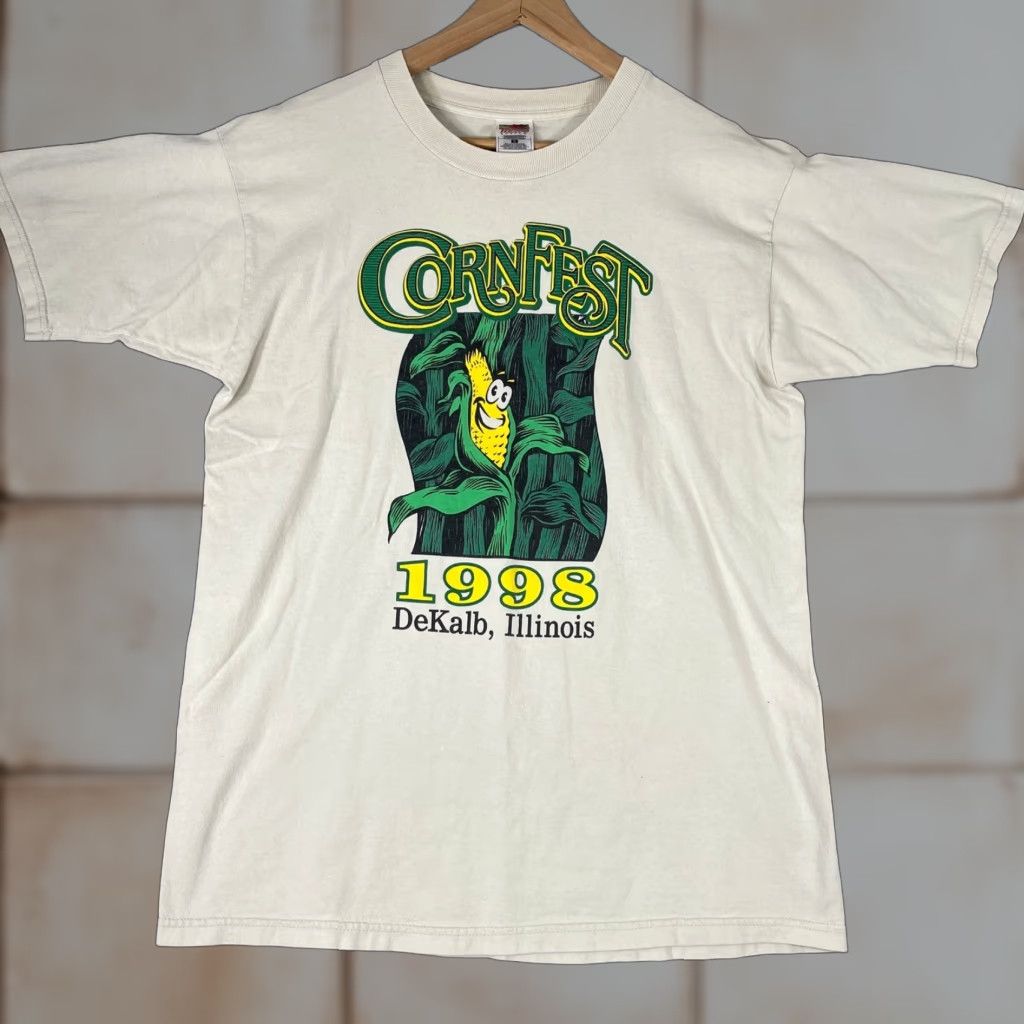 Fruit Of The Loom VINTAGE Cornfest Shirt Mens L Beige 1998 DeKalb Illinois Graphic Tee Fruit of the Loom Size US L / EU 52-54 / 3 - 1 Thumbnail