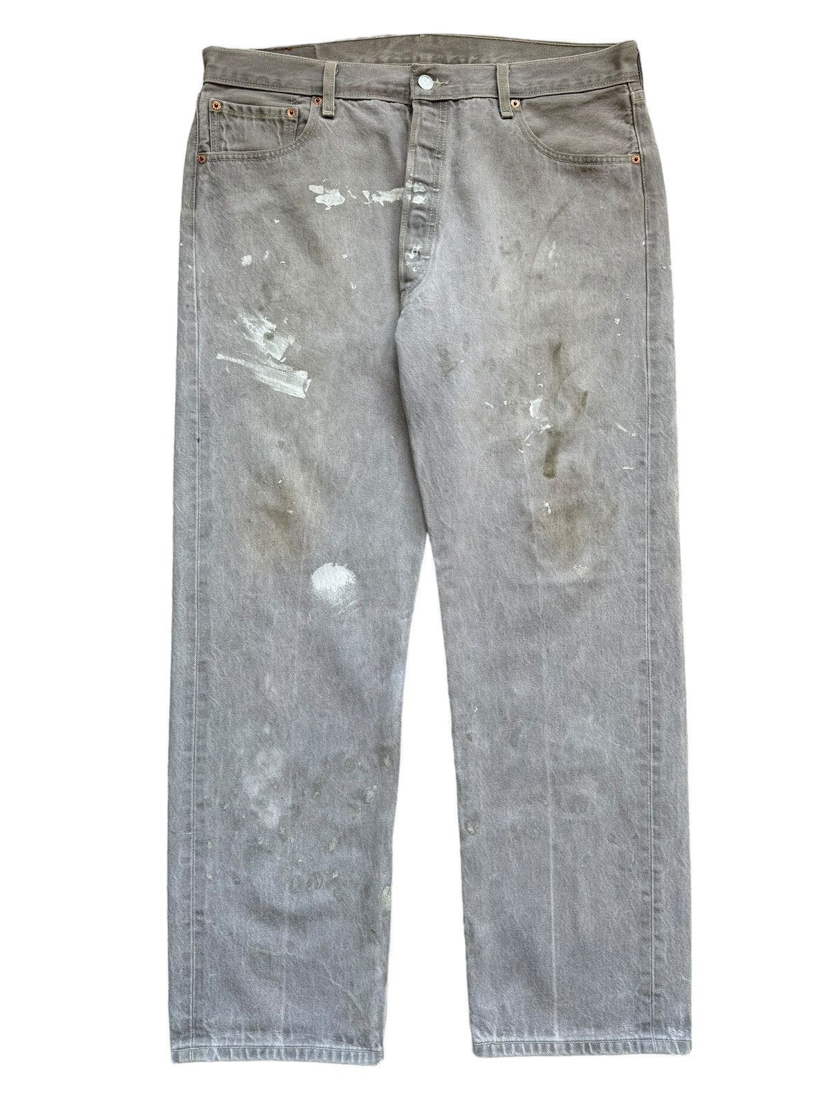 If Six Was Nine Vintage Levi's 501 Grey Wash Painter Denim Jeans Size US 35 - 2 Thumbnail