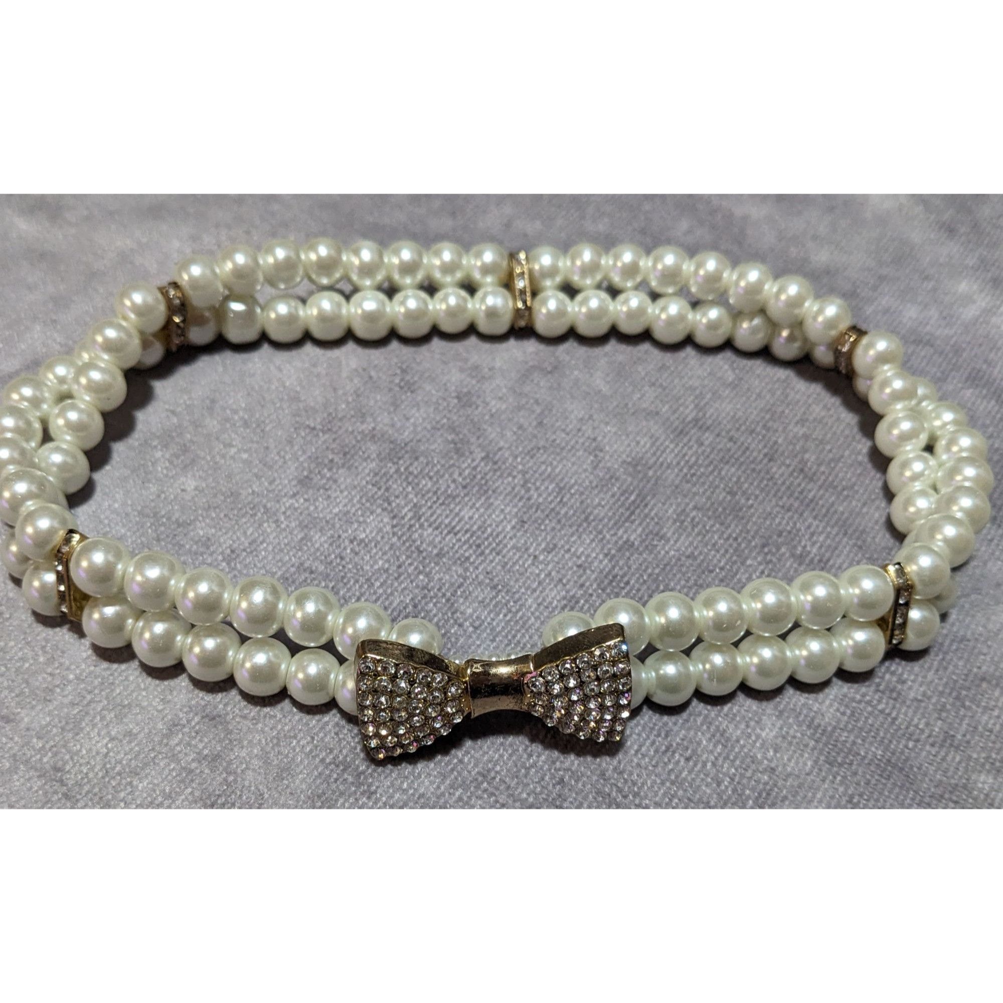Other Vintage Coquette Rhinestone Faux Pearl Stretch Choker Size ONE SIZE - 13 Thumbnail