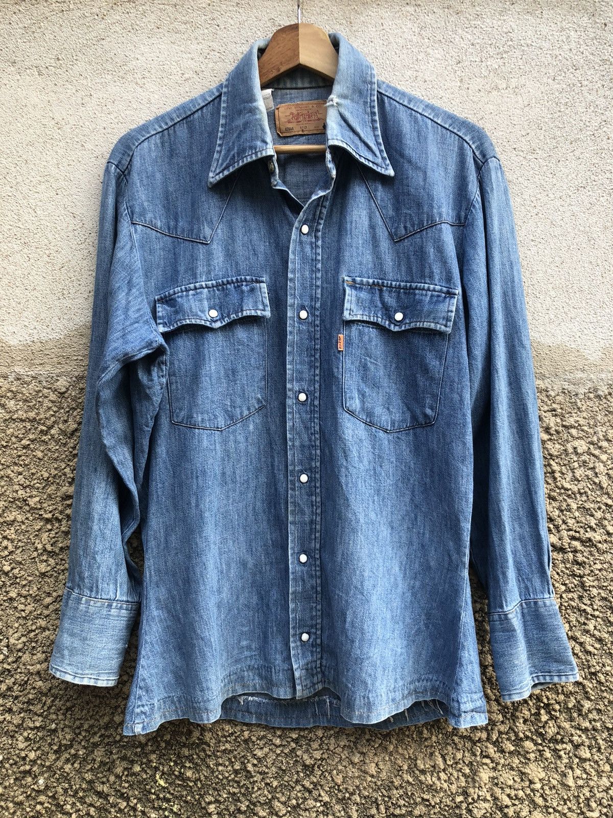 Levi's Rare‼️ Vintage 70s Levi's Western Shirt Orange Tab Size US M / EU 48-50 / 2 - 1 Thumbnail