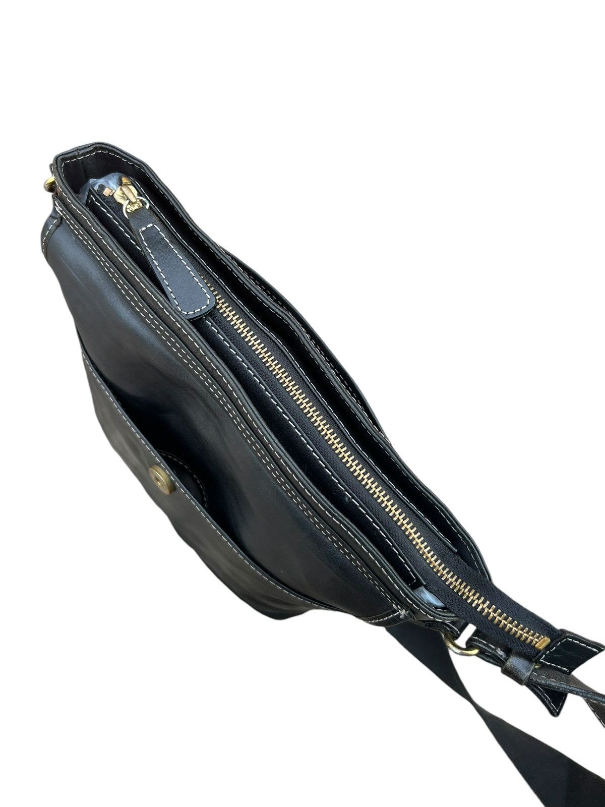 Leather Indeed Per Tutti Japan Black Patina Leather Bag Sling Size ONE SIZE - 20 Thumbnail
