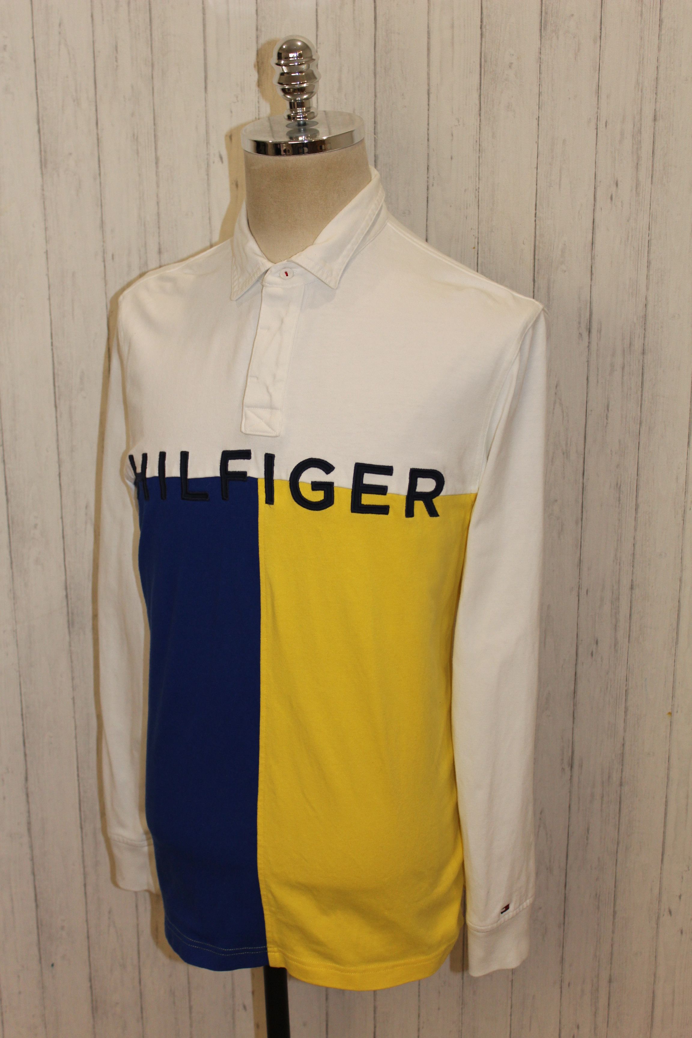 Tommy Hilfiger Men's Tommy Hilfiger Yellow Blue Rugby Shirt Size US M / EU 48-50 / 2 - 5 Thumbnail