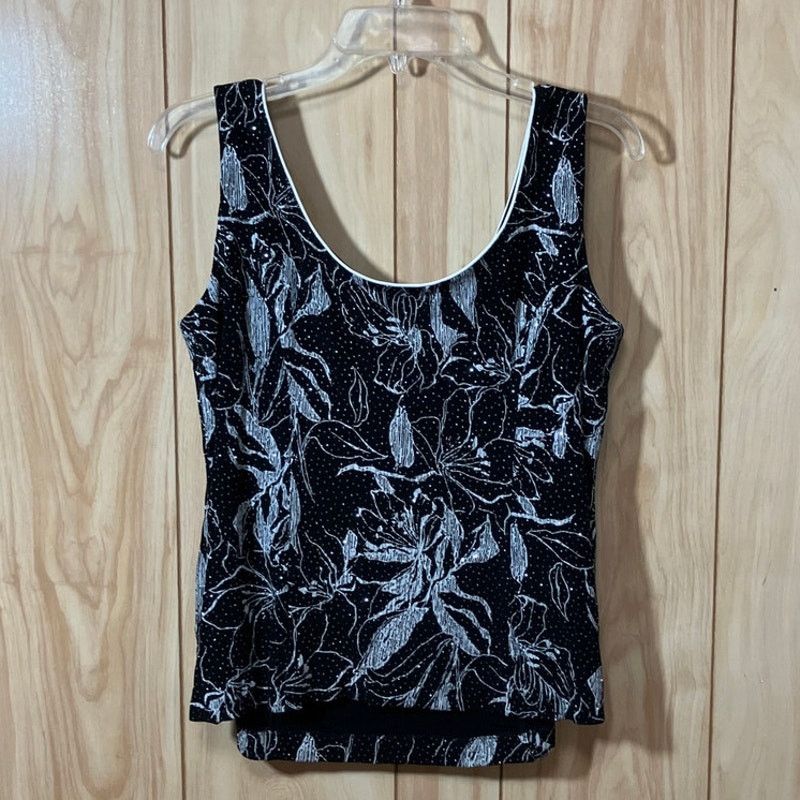 Alex Evenings Alex Evenings Floral Glitter Scoop Sleeveless Blouse 1X Size XL / US 12-14 / IT 48-50 - 2 Thumbnail