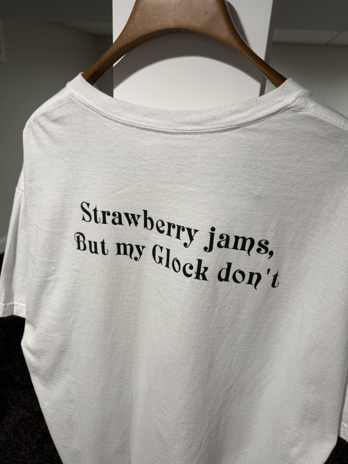 Strawberry Strawberry Jams but my Glock Don’t x Ben Baller White SS Tee Size US XL / EU 56 / 4 - 5 Thumbnail