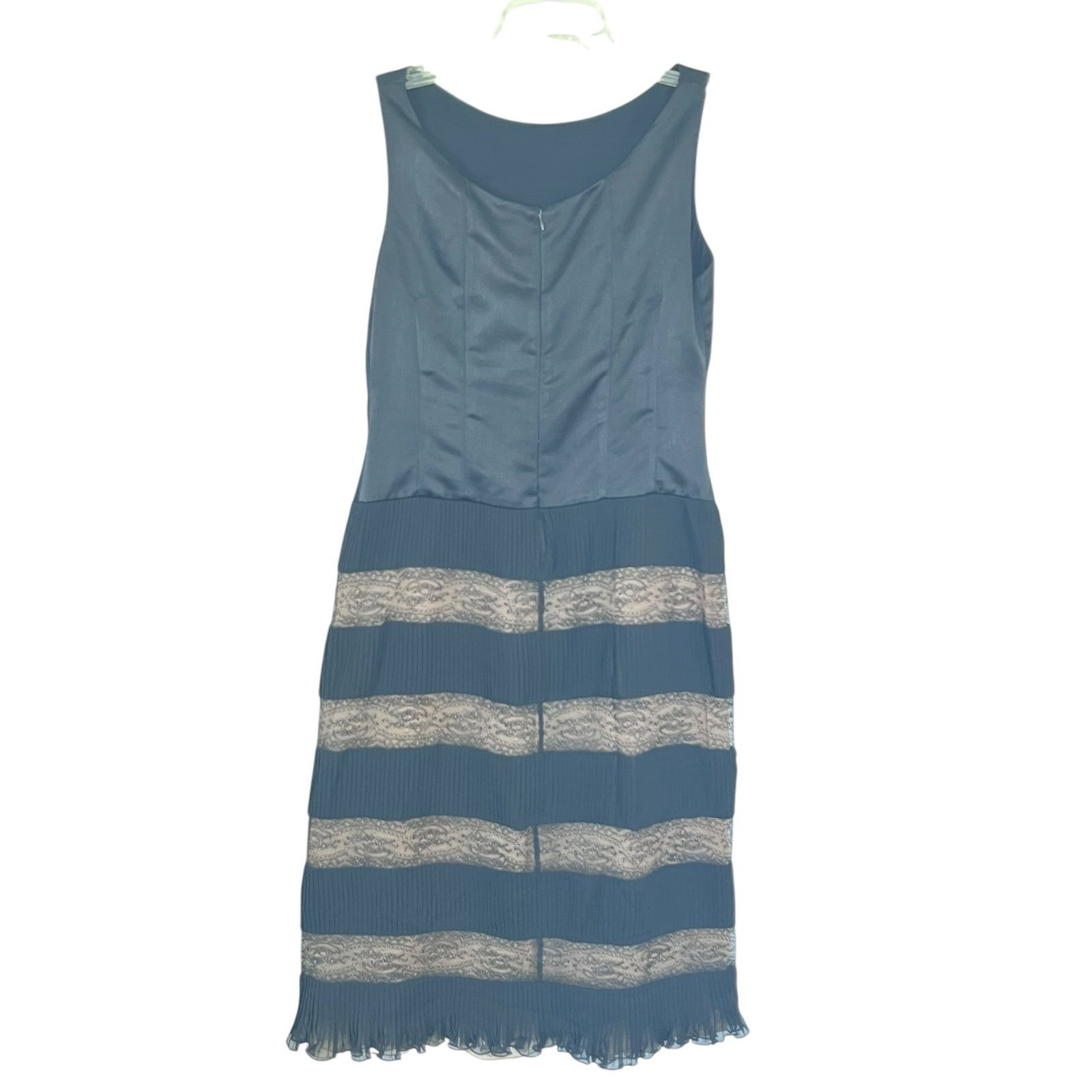 RED Valentino RED Valentino Black Satin Pleated Lace Panel Cocktail Dress Size M / US 6-8 / IT 42-44 - 8 Thumbnail