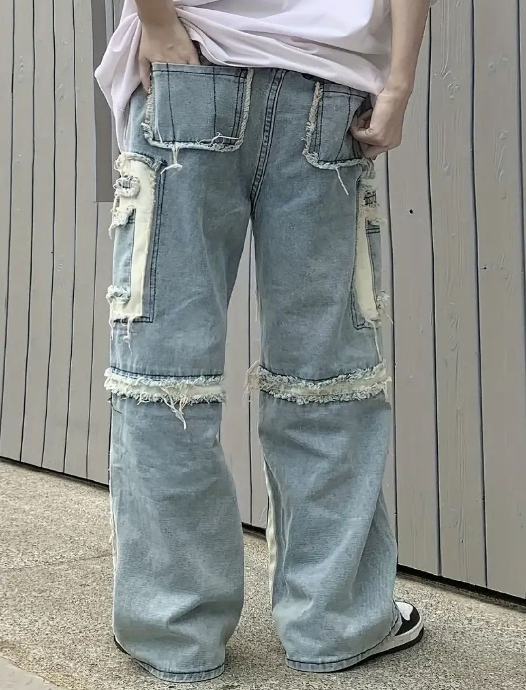 Vintage Frayed Fringe Raw Lining Cotton Blend Jeans Pants Size US 34 / EU 50 - 3 Thumbnail
