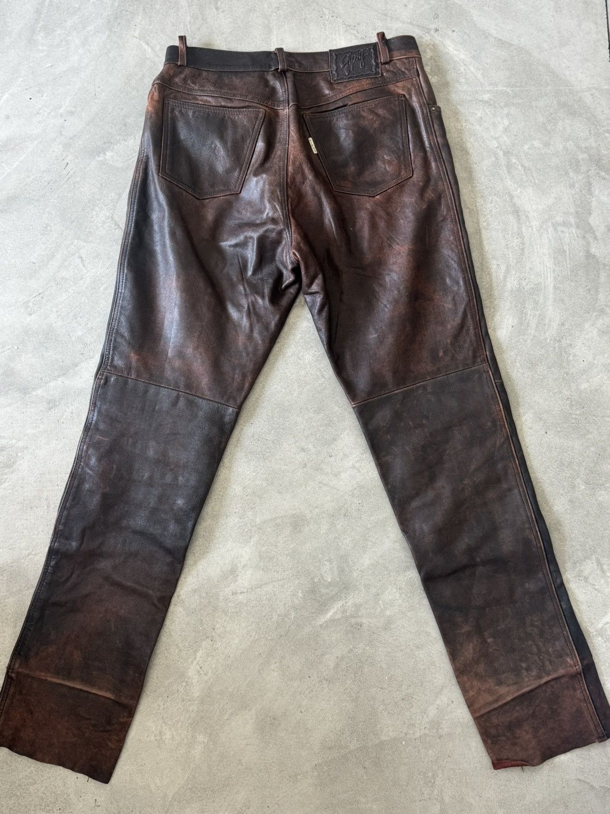 Gypsy Vintage 00s Y2K Leather Baggy Pants Size US 33 - 5 Thumbnail