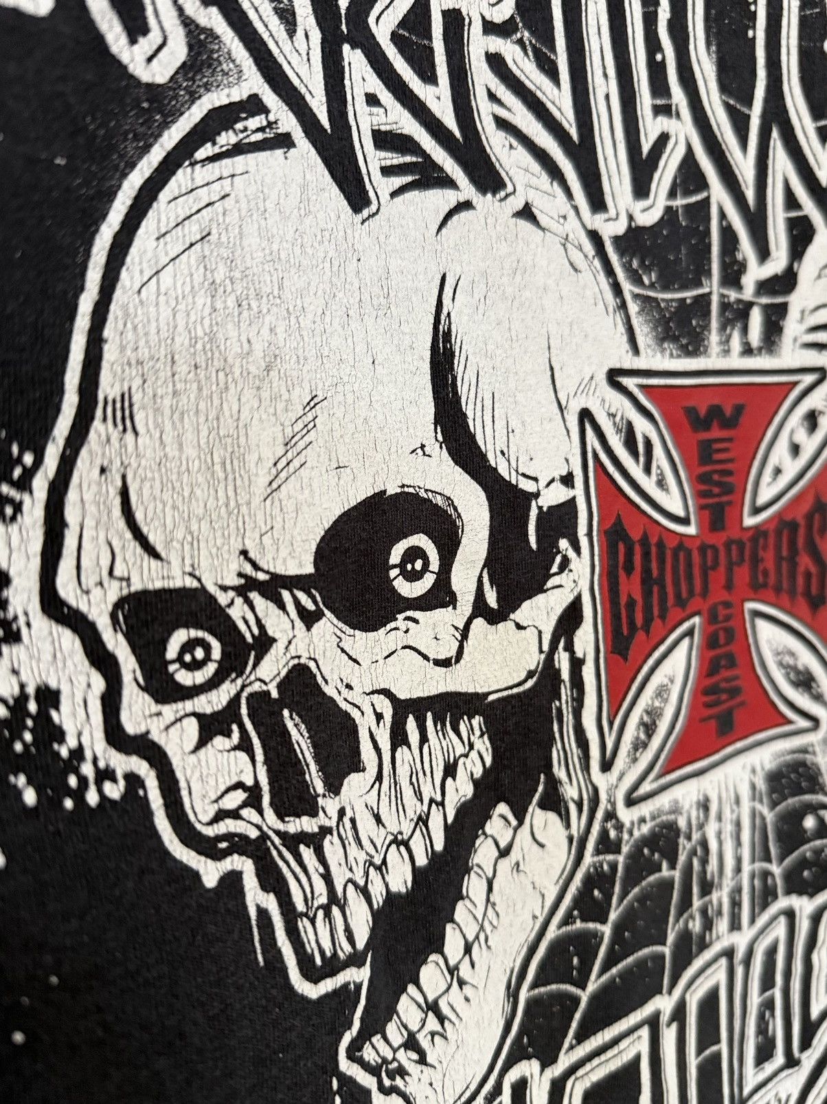 West Coast Choppers Thrashed Vintage West Coast Choppers Skulls Sun Faded Tee Size US XXL / EU 58 / 5 - 7 Thumbnail