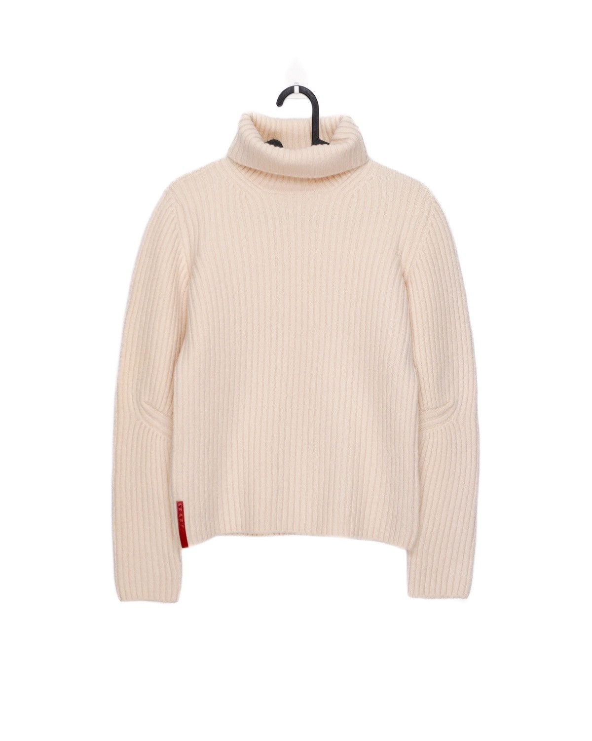 image of Prada 2009 Linea Rossa Knit Rib Wool Turtleneck Sweater in White, Men's (Size XS)