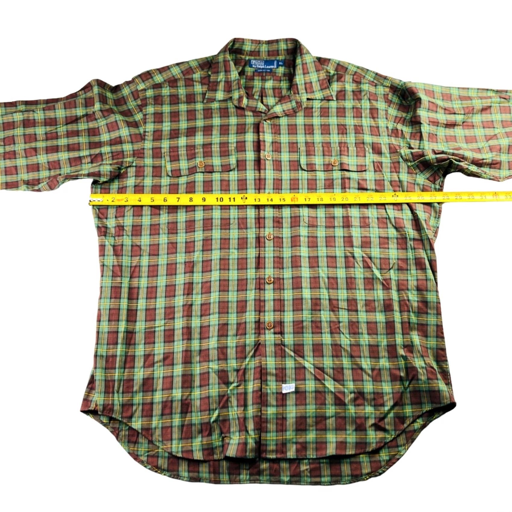 Polo Ralph Lauren VINTAGE Polo Ralph Lauren Men's Safari Work Shirt Plaid Green XL 100% Cotton Button-Up Long Sleeve Collared Size US XL / EU 56 / 4 - 5 Thumbnail