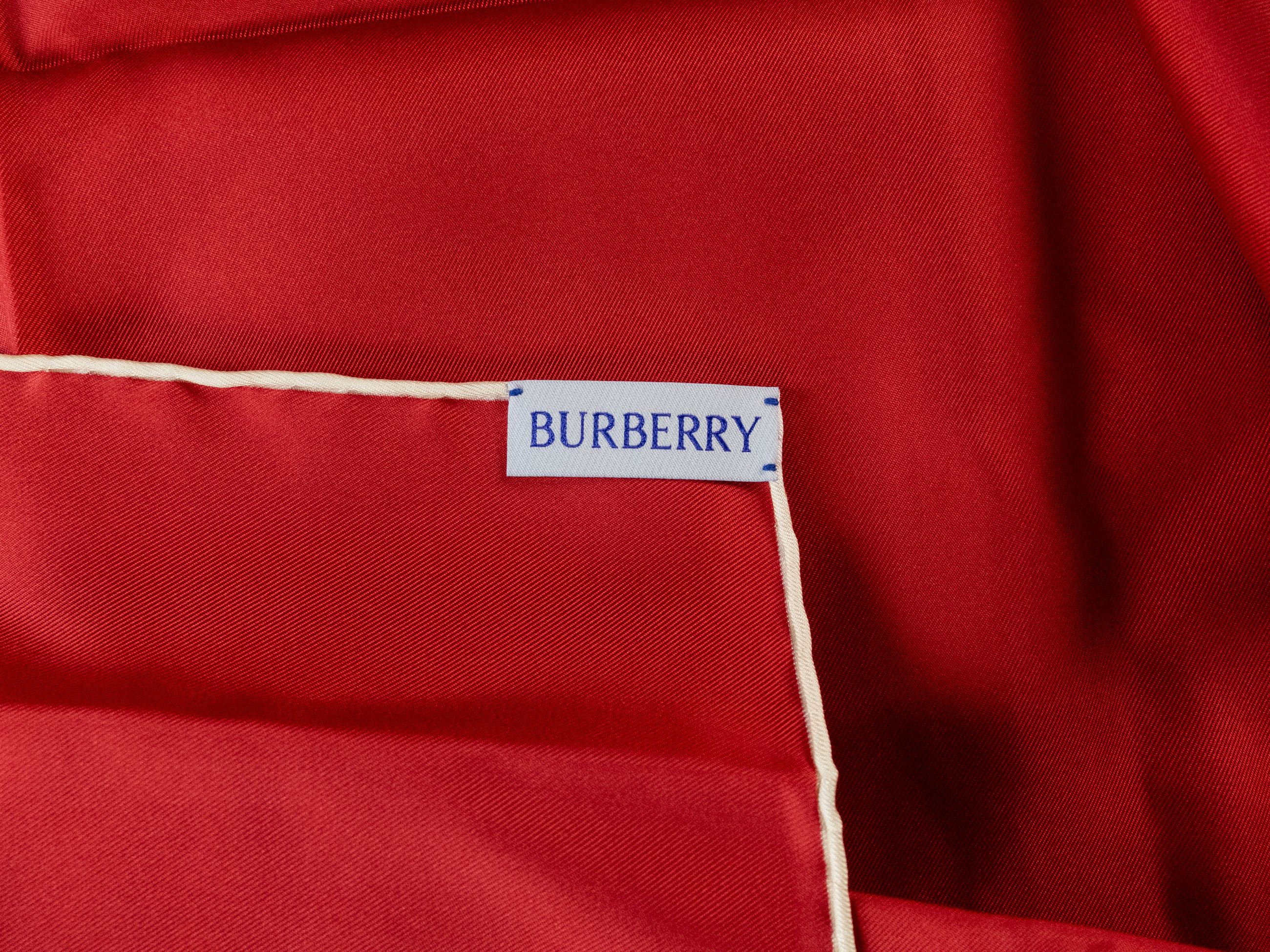 Burberry BURBERRY red white EKD knight logo print square silk scarf Size ONE SIZE - 5 Thumbnail