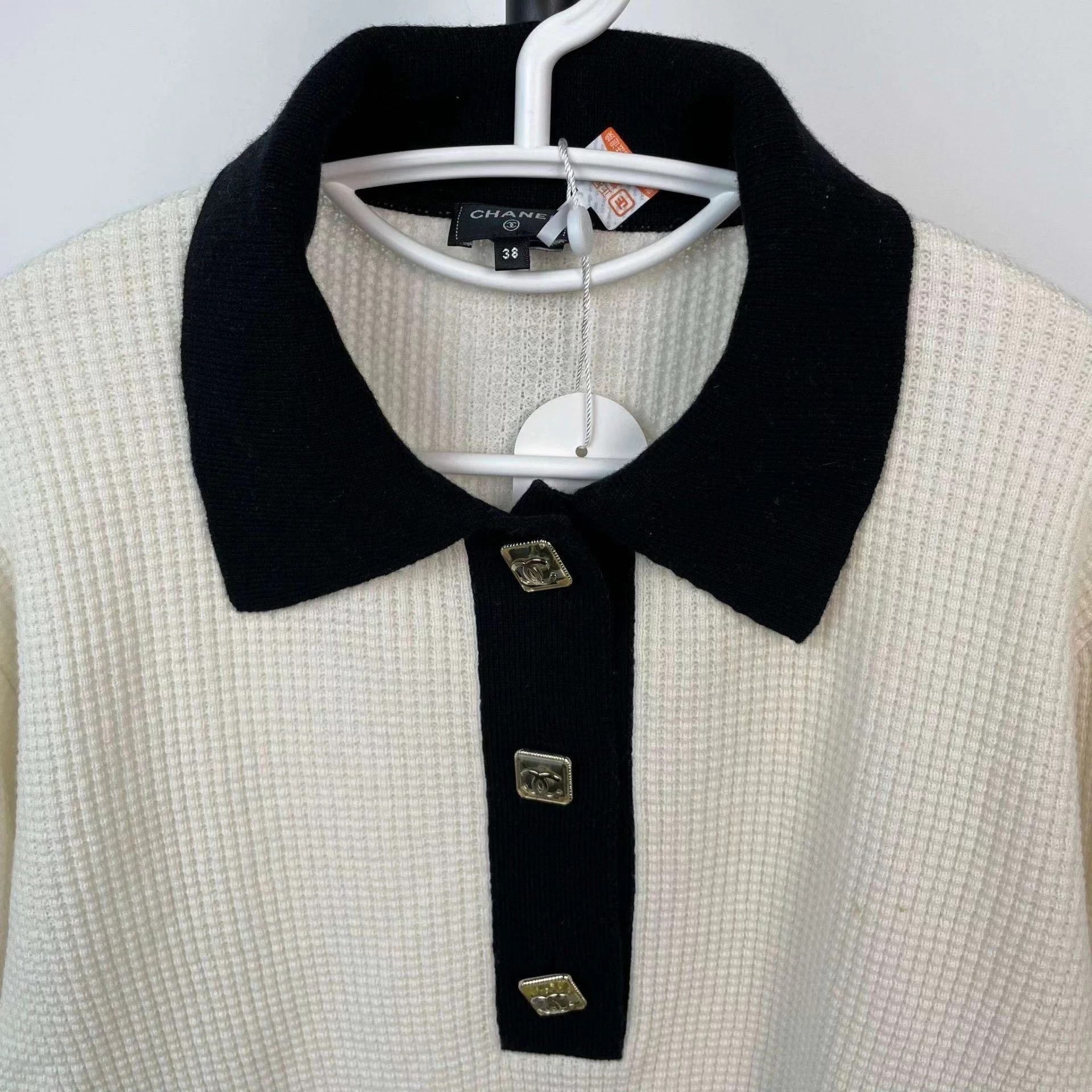 Chanel Chanel waffle blacktrim Polo longsleeve knit FR38 23A Size S / US 4 / IT 40 - 4 Thumbnail