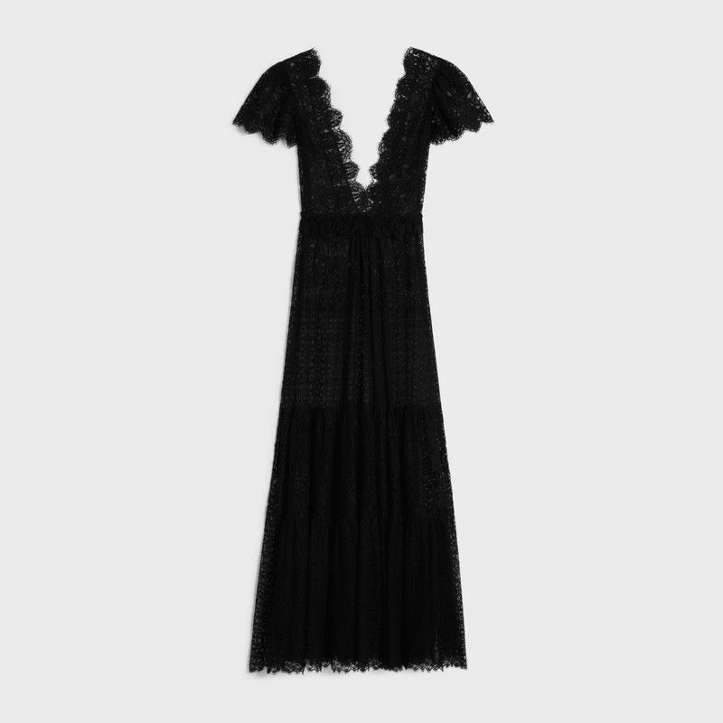 Celine o1bcso1str0526 2R97L148X Triomphe Maxi Dress in Black Size M / US 6-8 / IT 42-44 - 1 Thumbnail