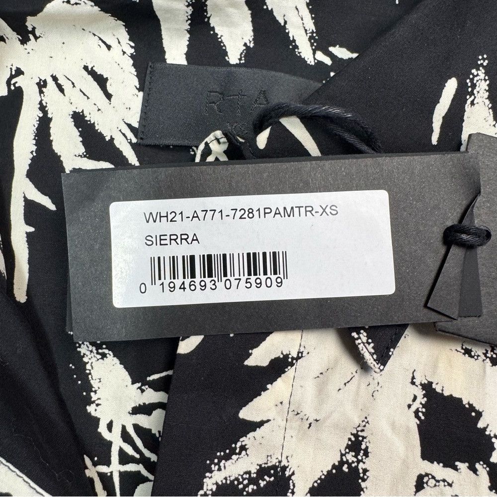 Rta NWT New RTA Sierra Print Black White Palm Cotton Shirt Size Size XS / US 0-2 / IT 36-38 - 7 Thumbnail