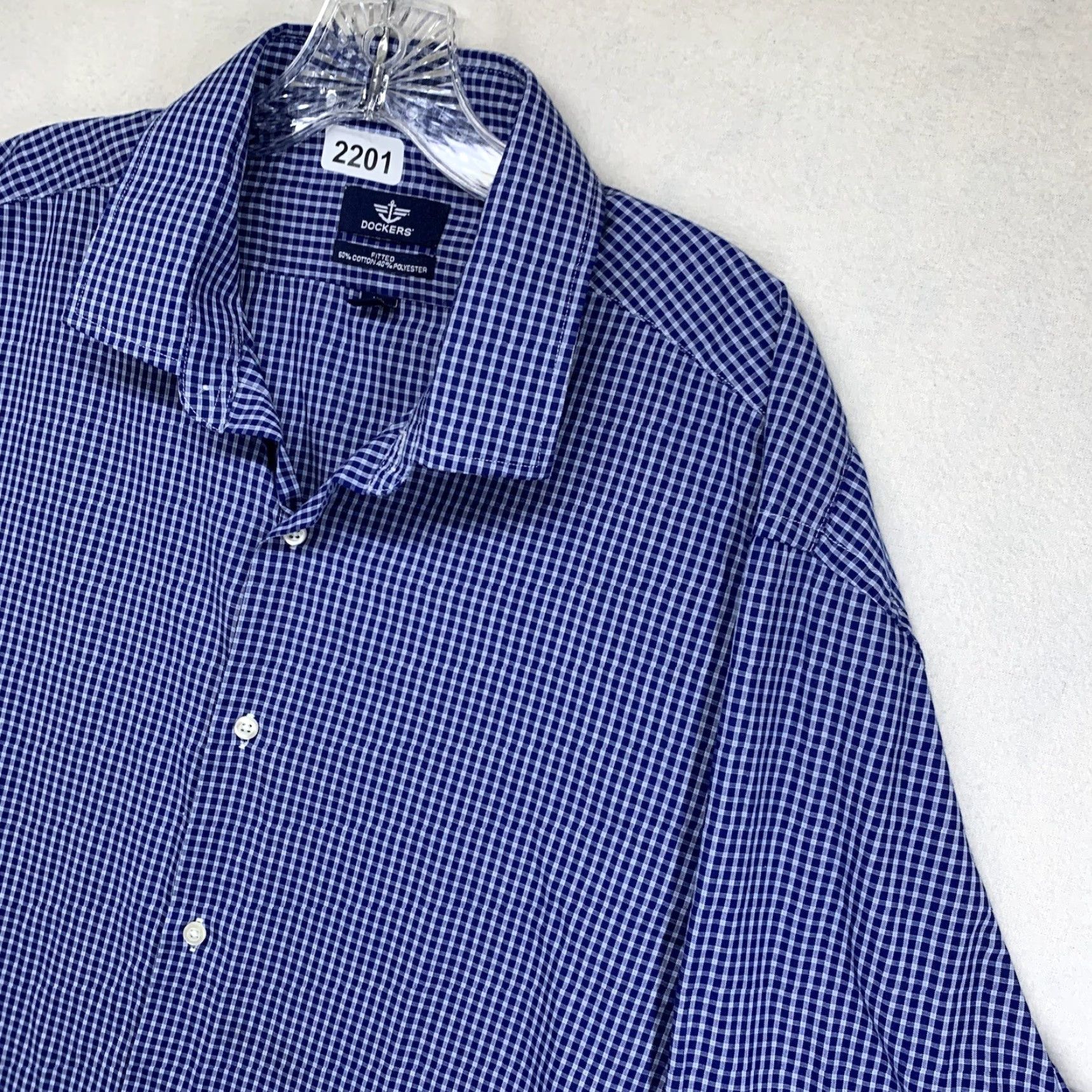 Dockers DOCKERS Shirt Plaid Button-Up Long Sleeve Blue XL Regular Mens Size US XL / EU 56 / 4 - 3 Thumbnail