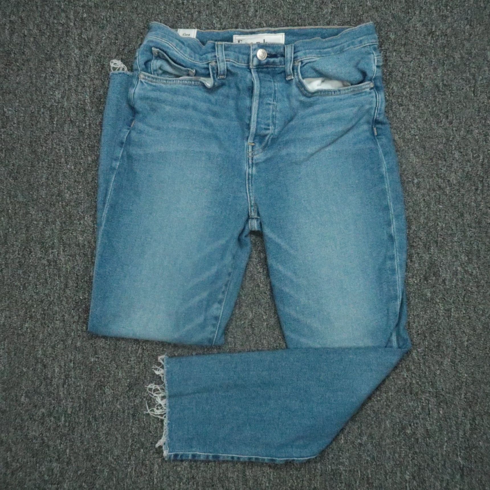 Frank & Eileen Frank Eileen Jeans Womens 29 Blue Cork Frayed Raw Hem Straight 29x26 Denim 5-Pocket Regular Stretch Modern Medium Blue Men’s/Women’s (adjusted) Size 29" - 2 Thumbnail