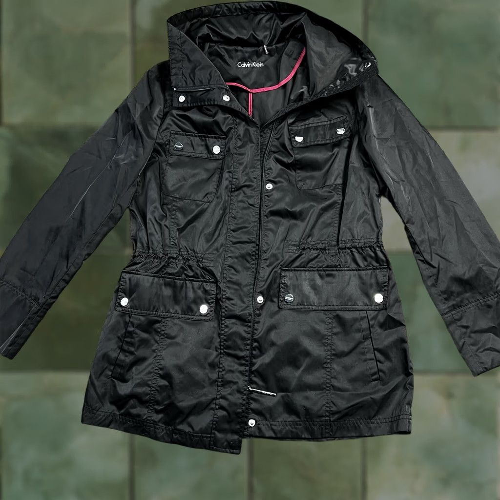 Calvin Klein Calvin Klein Windbreaker Jacket Women Hooded Black Medium Rain Stylish Rain Windbreaker Jacket Adult Womens M Black Logo Zipper Tasseled Size M / US 6-8 / IT 42-44 - 1 Thumbnail