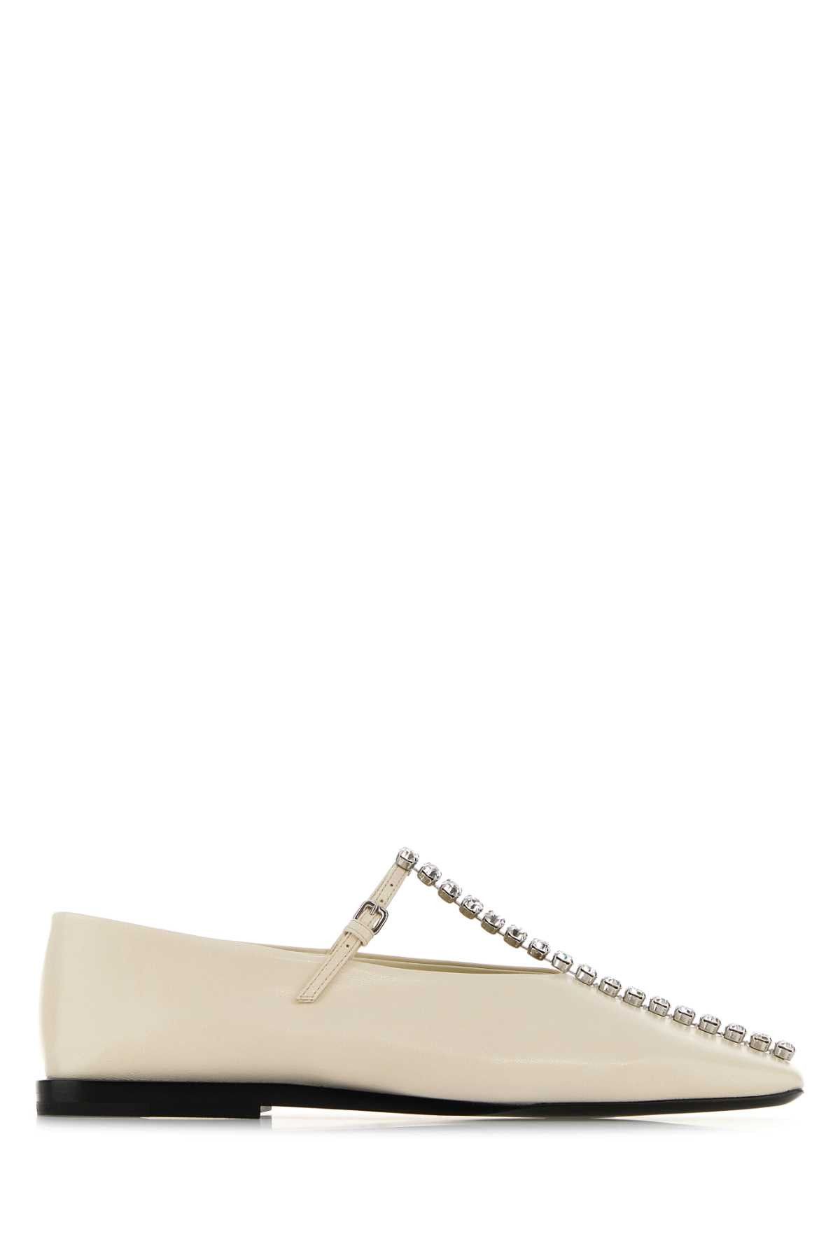 Ivory Leather Ballerinas