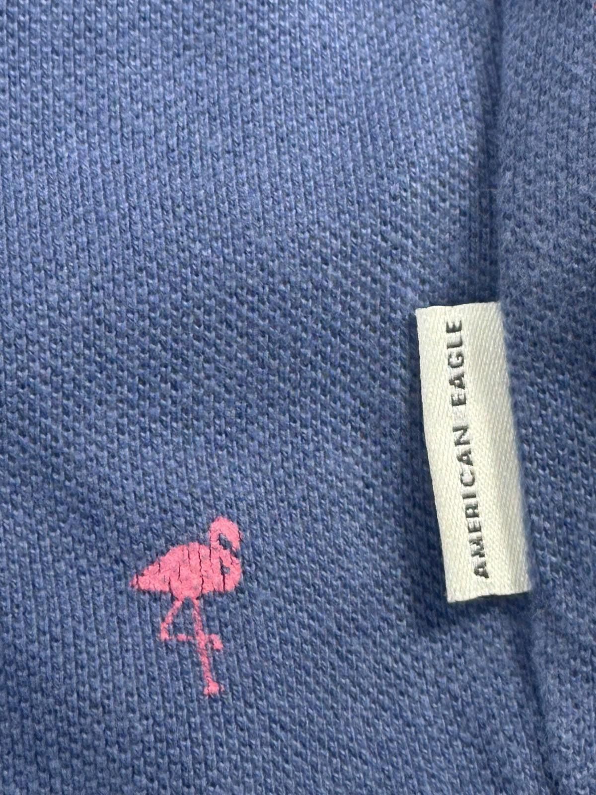 American Eagle Outfitters American Eagle Men's Large Blue Flamingo Accent Polo Shirt Size US L / EU 52-54 / 3 - 8 Thumbnail