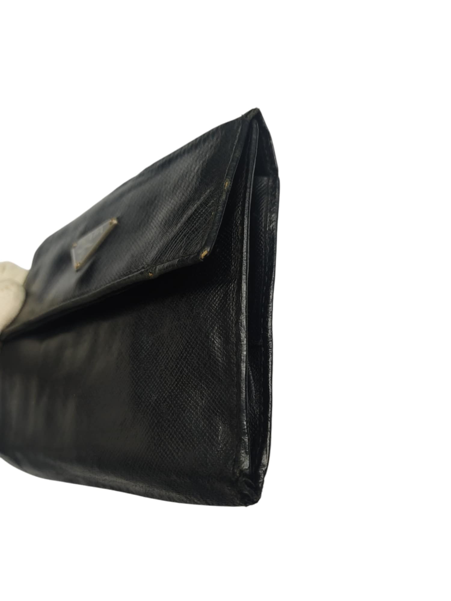Prada PRADA BLACK SAFFIANO METAL LEATHER TRIANGLE WALLET Size ONE SIZE - 4 Thumbnail