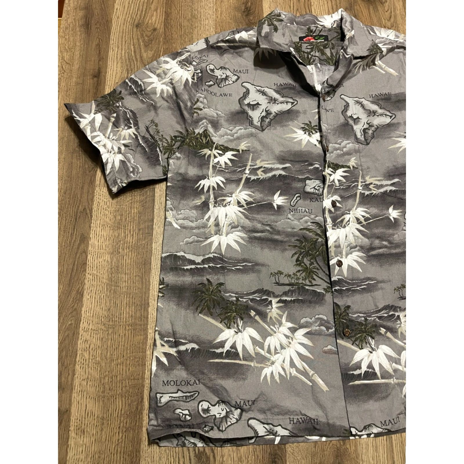 Vintage Ali's Fashion Shirt, Men's XL Gray Hawaiian Button Up, Short Sleeve, Floral, Button-Up, Casual, Hawaiian Theme, Men, Regular Fit, Fall Spring Summer Size US XL / EU 56 / 4 - 3 Thumbnail