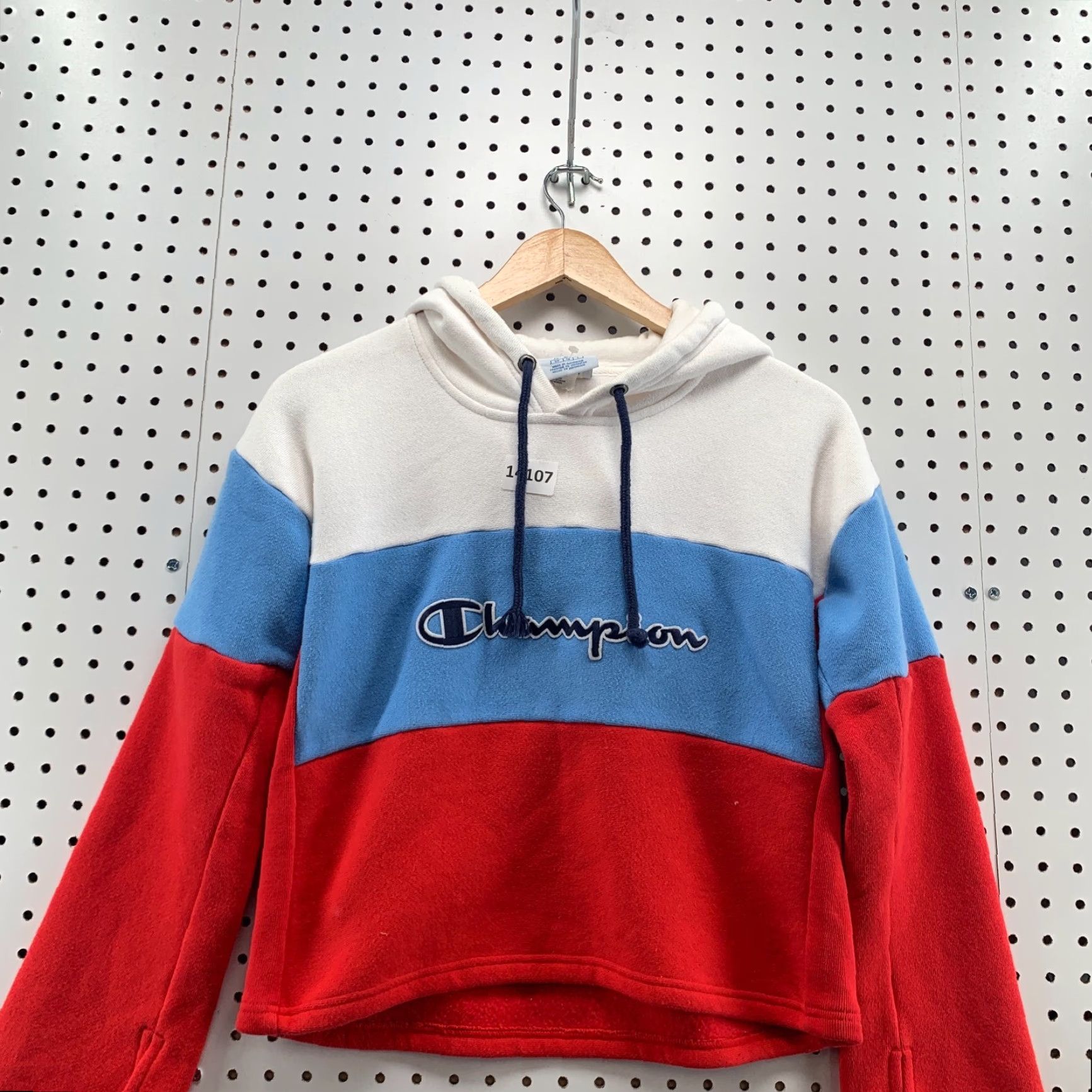 Champion Champion Reverse Weave Cropped Hoodie Womens Small Red White Stripe Size S / US 4 / IT 40 - 7 Thumbnail