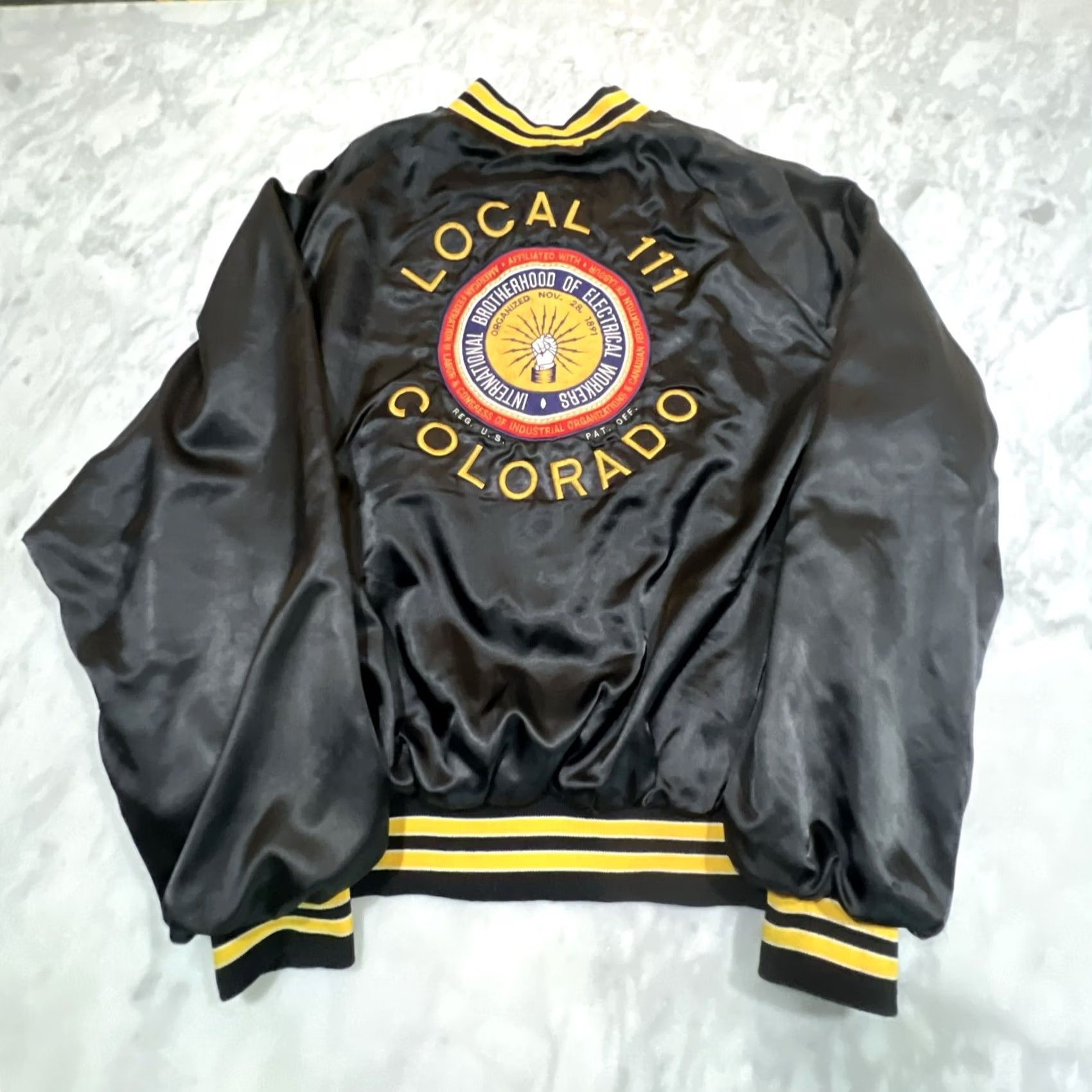 Vintage VINTAGE IBEW Jacket XL Local 111 US Black satin King Louie gold striped Local 111 Mens Womens Boys Girls Size US XL / EU 56 / 4 - 5 Thumbnail