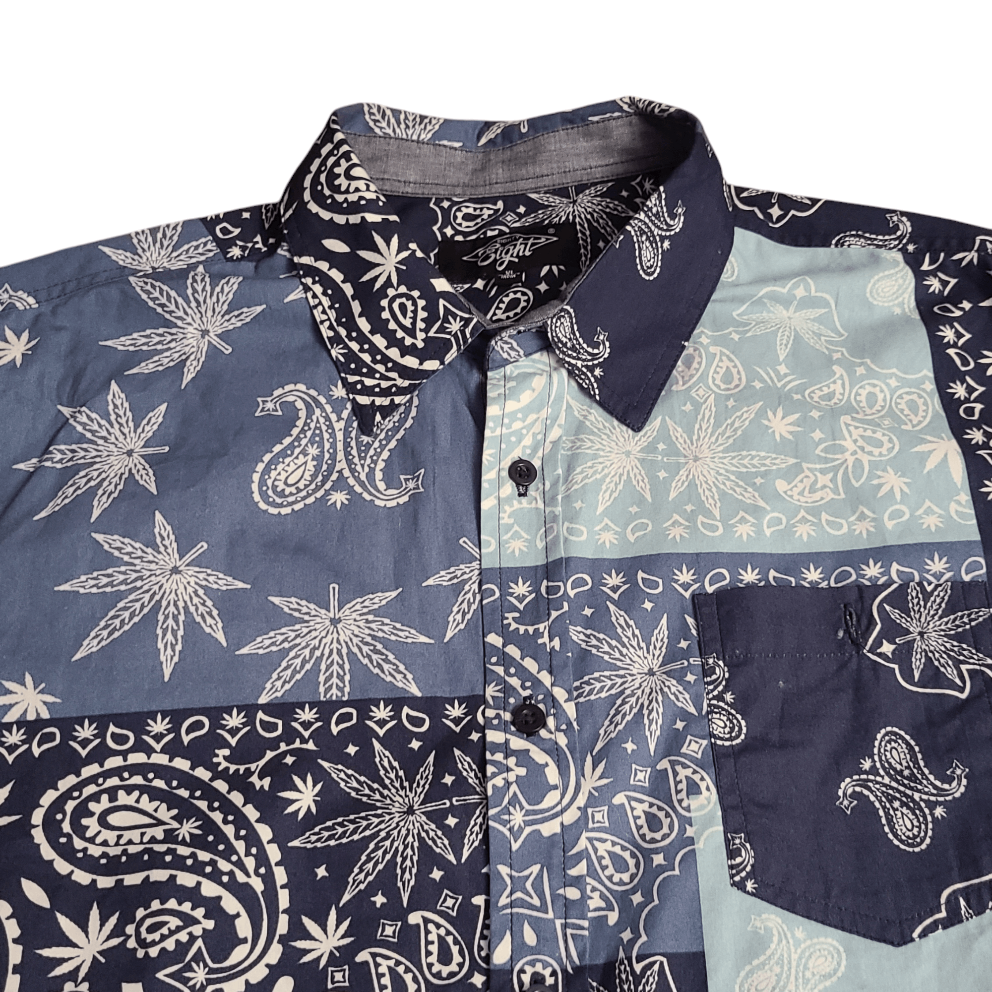 Japanese Brand Paisley Bandana Weed Leaf Stoner Button Up Shirt - Size: XL Size US XL / EU 56 / 4 - 3 Thumbnail