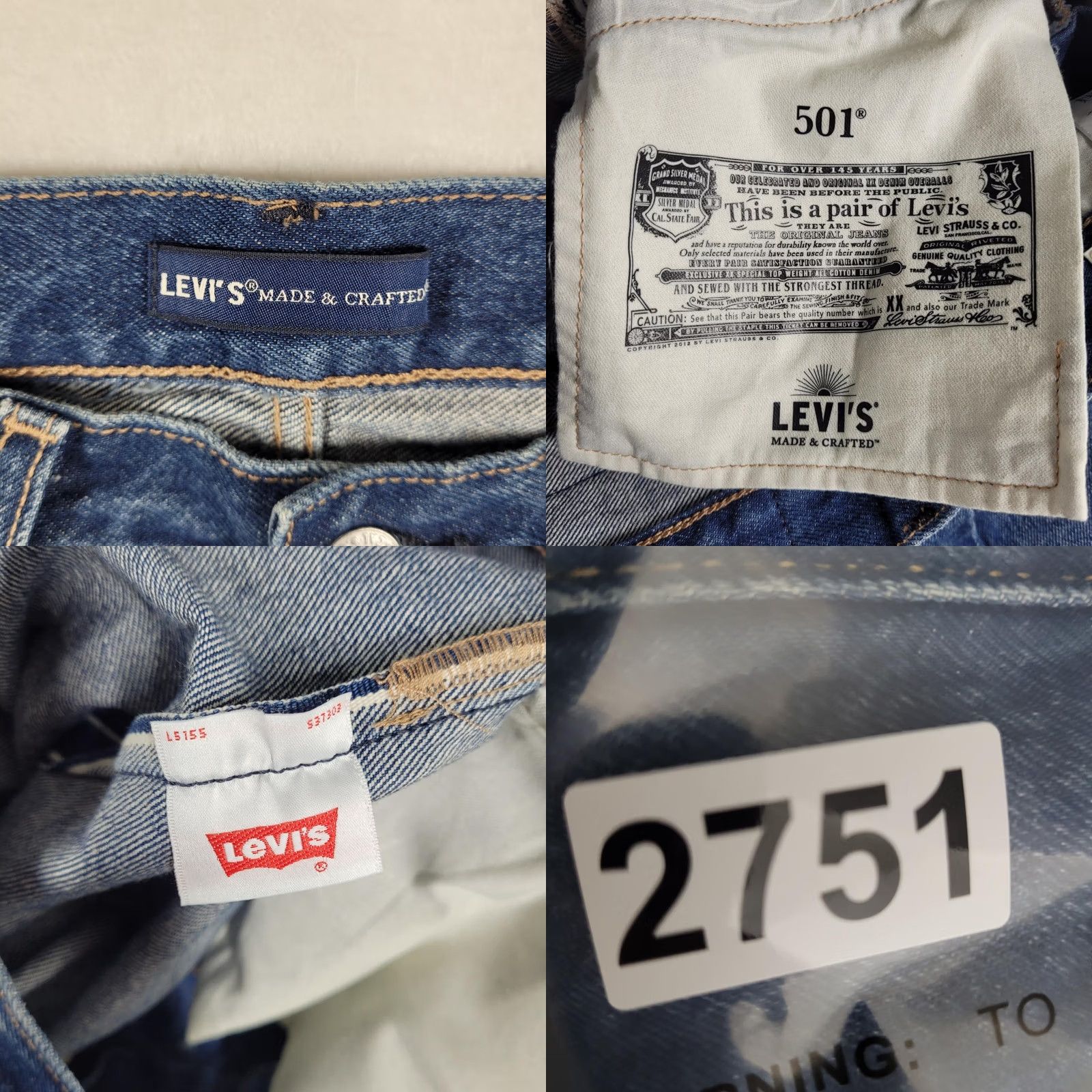 Levi's Levi's Made & Crafted 501 Jeans Men's 32x32 Blue Selvedge Denim LMC Straight Sample Size US 32 / EU 48 - 11 Thumbnail