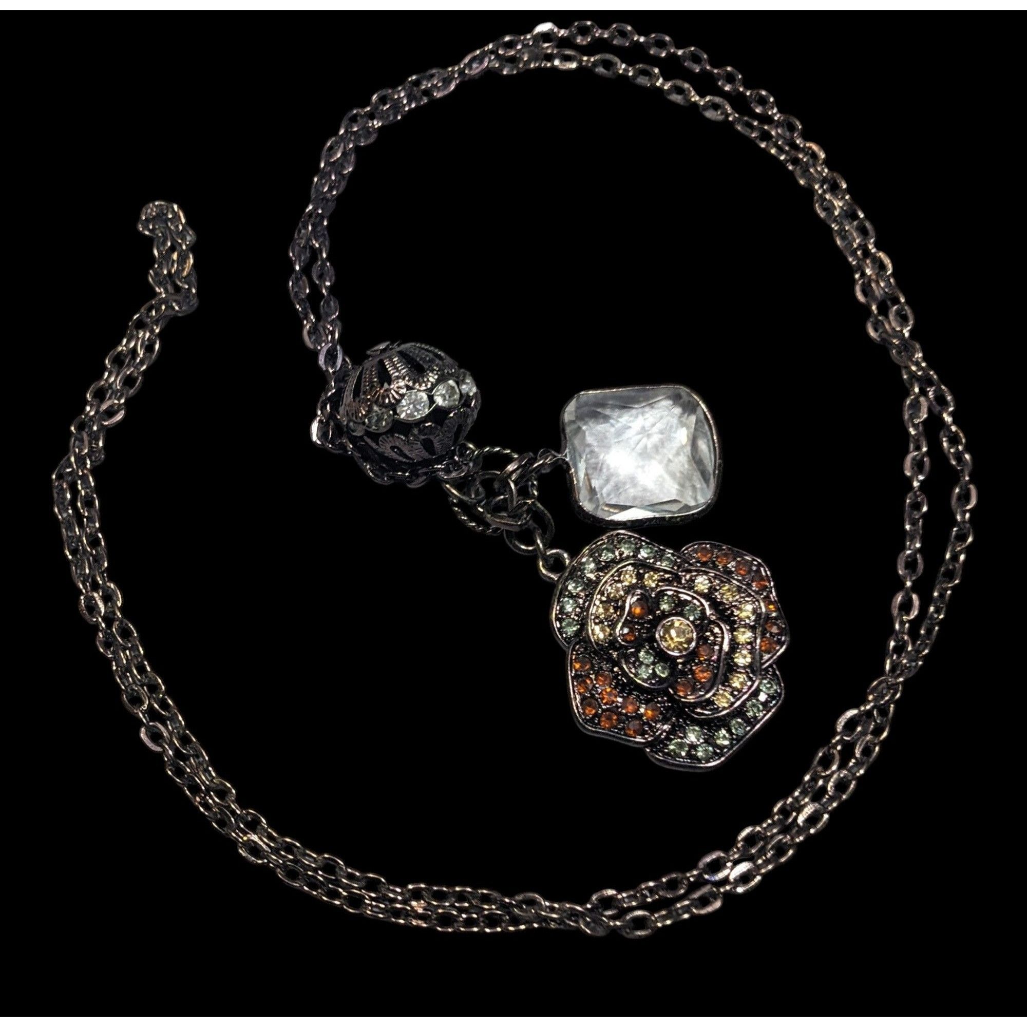 Other Steampunk Floral Gemmed Cluster Pendant Necklace Size ONE SIZE - 1 Thumbnail