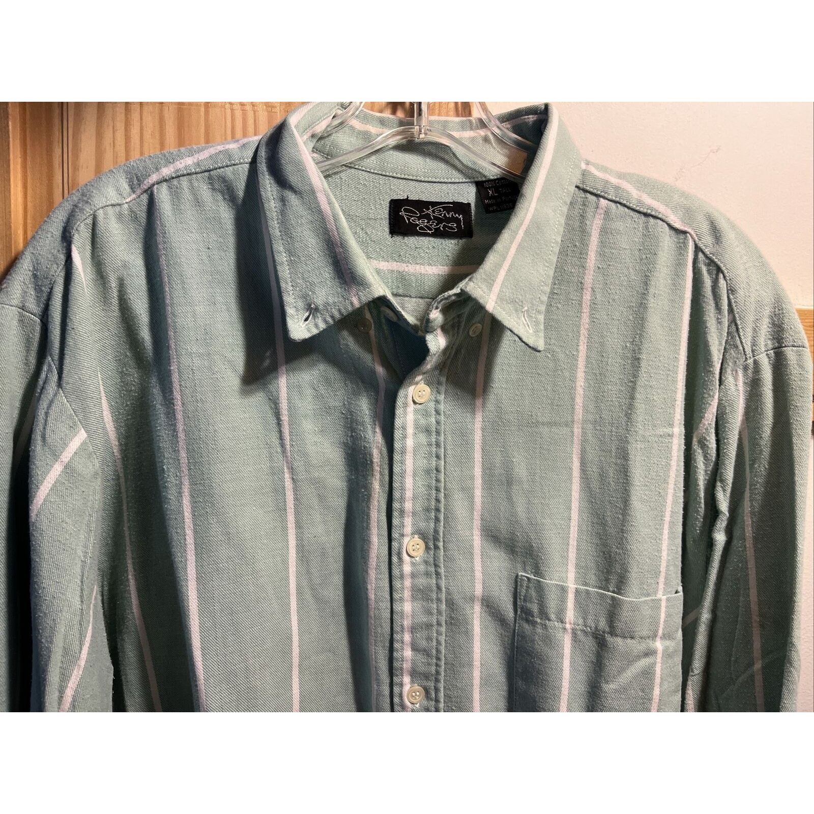 Other Kenny Rogers Vintage Mens XLT Green Striped LS Cotton Shirt Size US XL / EU 56 / 4 - 4 Thumbnail