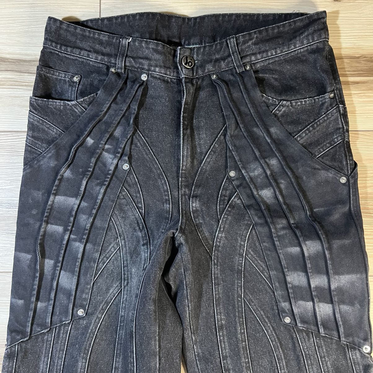 Bad Son Circuit Paneled Black Jeans Size US 34 / EU 50 - 3 Thumbnail