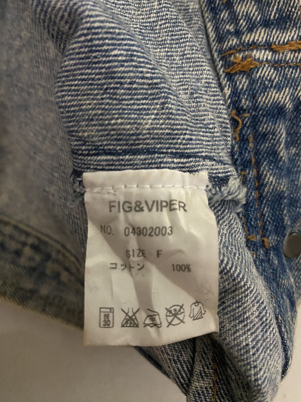Japanese Brand Fig & Viper Stone Wash Cropped Top Denim Jacket Size M / US 6-8 / IT 42-44 - 5 Thumbnail