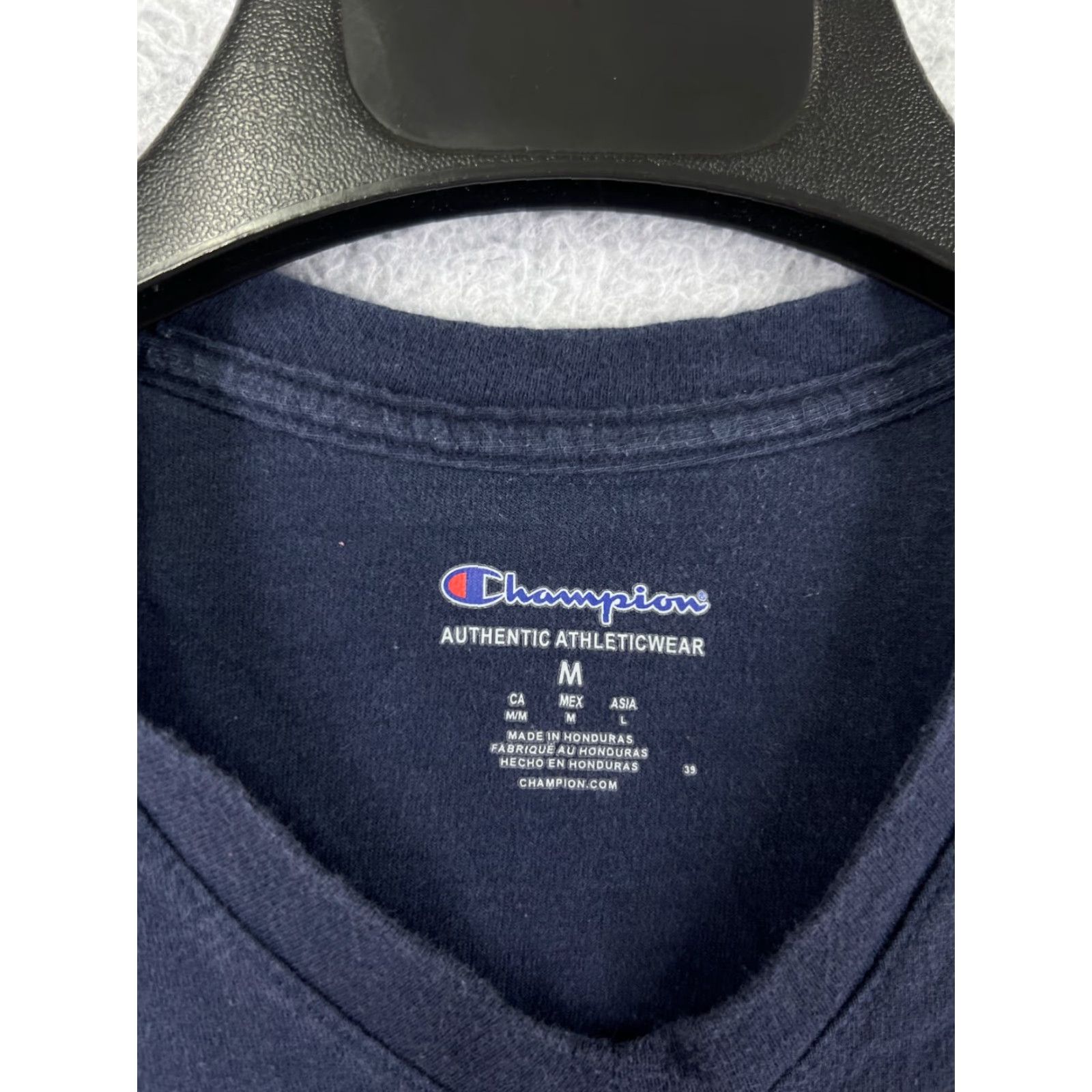 Champion Champion Shirt Men M Blue Embroidered Logo Short Sleeve V-Neck Cotton Jersey - Athletic Fit, - 90s/Logo/Sports Theme - Mens Size US M / EU 48-50 / 2 - 5 Thumbnail